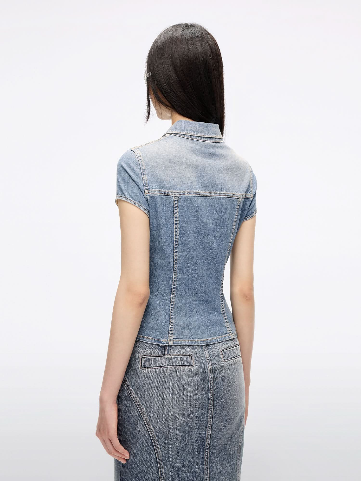 Fitted Denim Shirt - Image 2