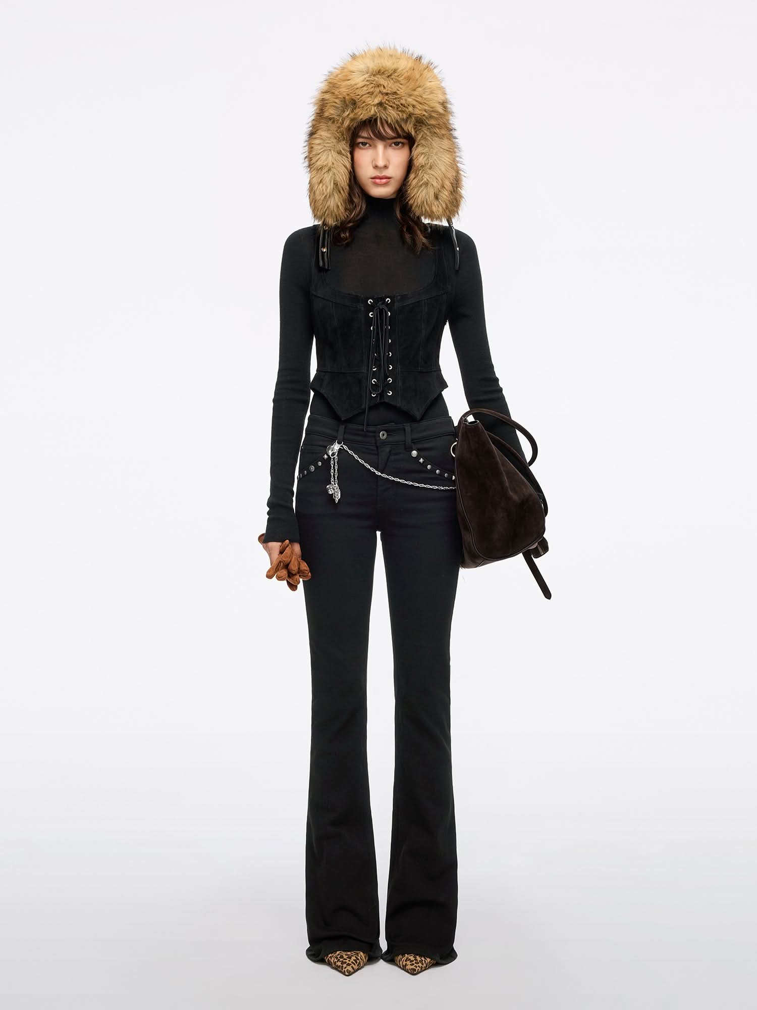 Flared Jeans with Stud Detailing - Image 3