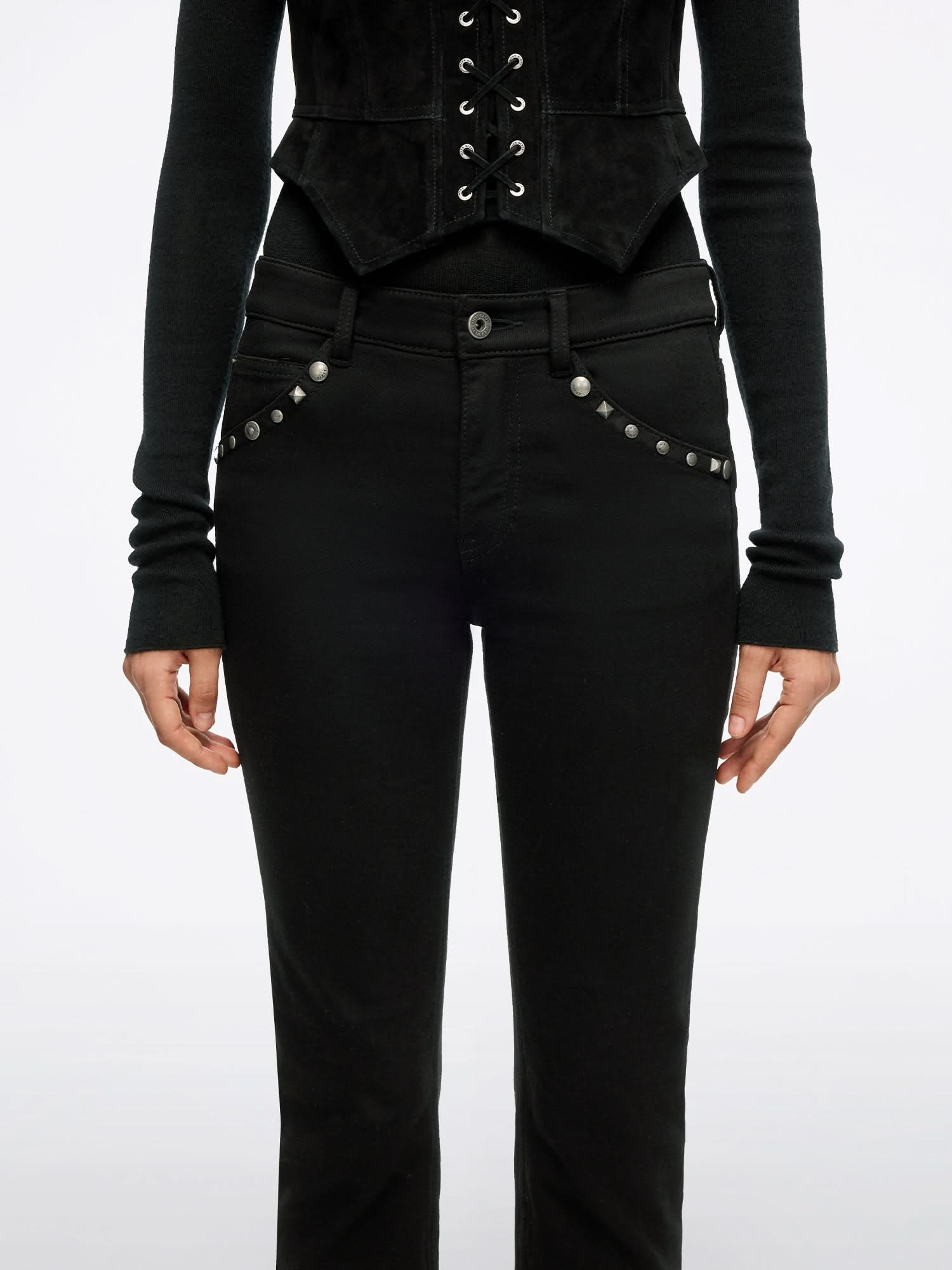 Flared Jeans with Stud Detailing - Image 5