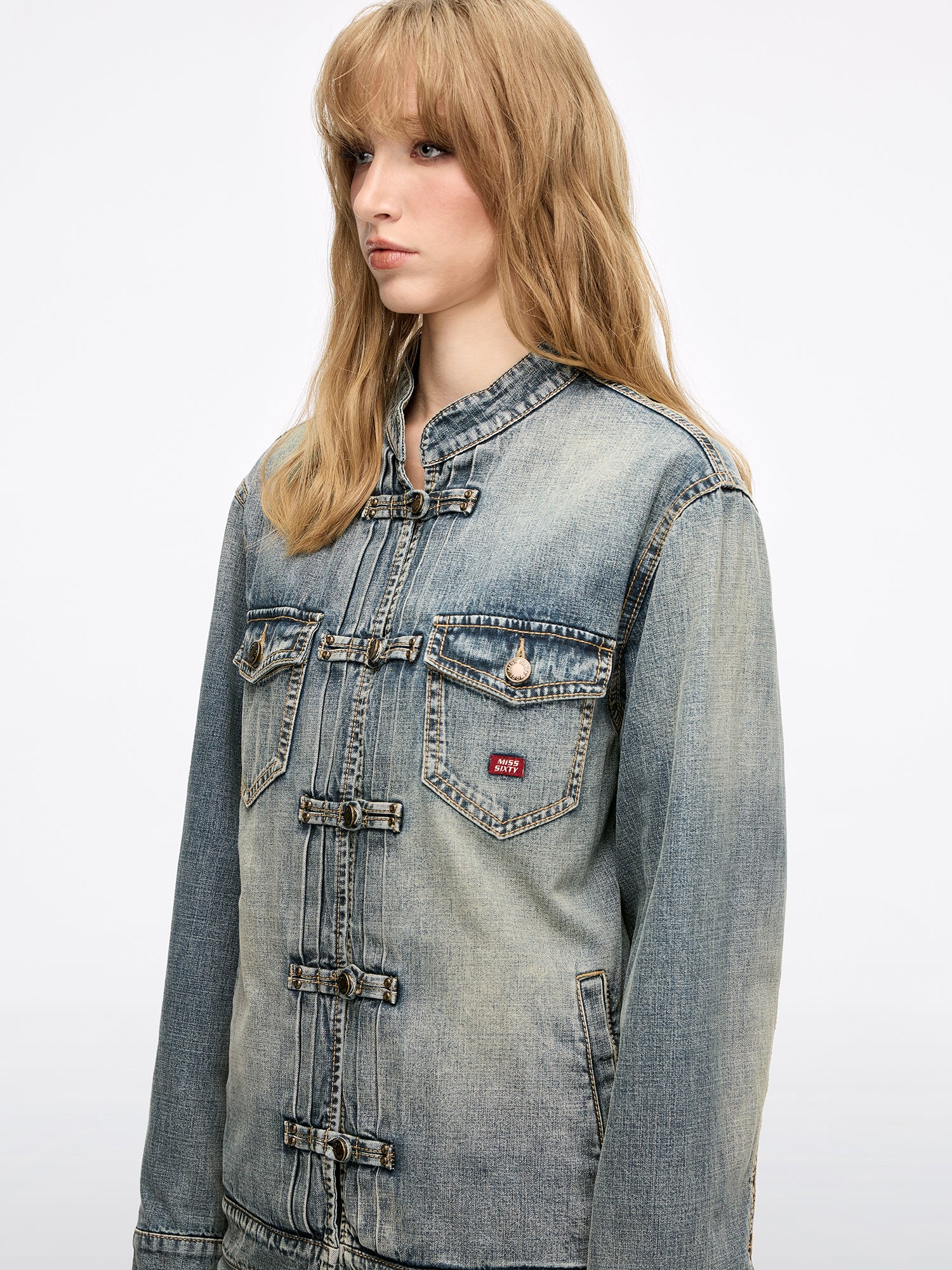 Frog-Button Denim Jacket - Image 3
