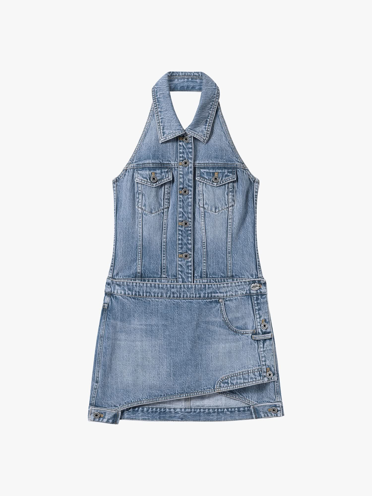 Halter Neck Denim Dress - Image 6