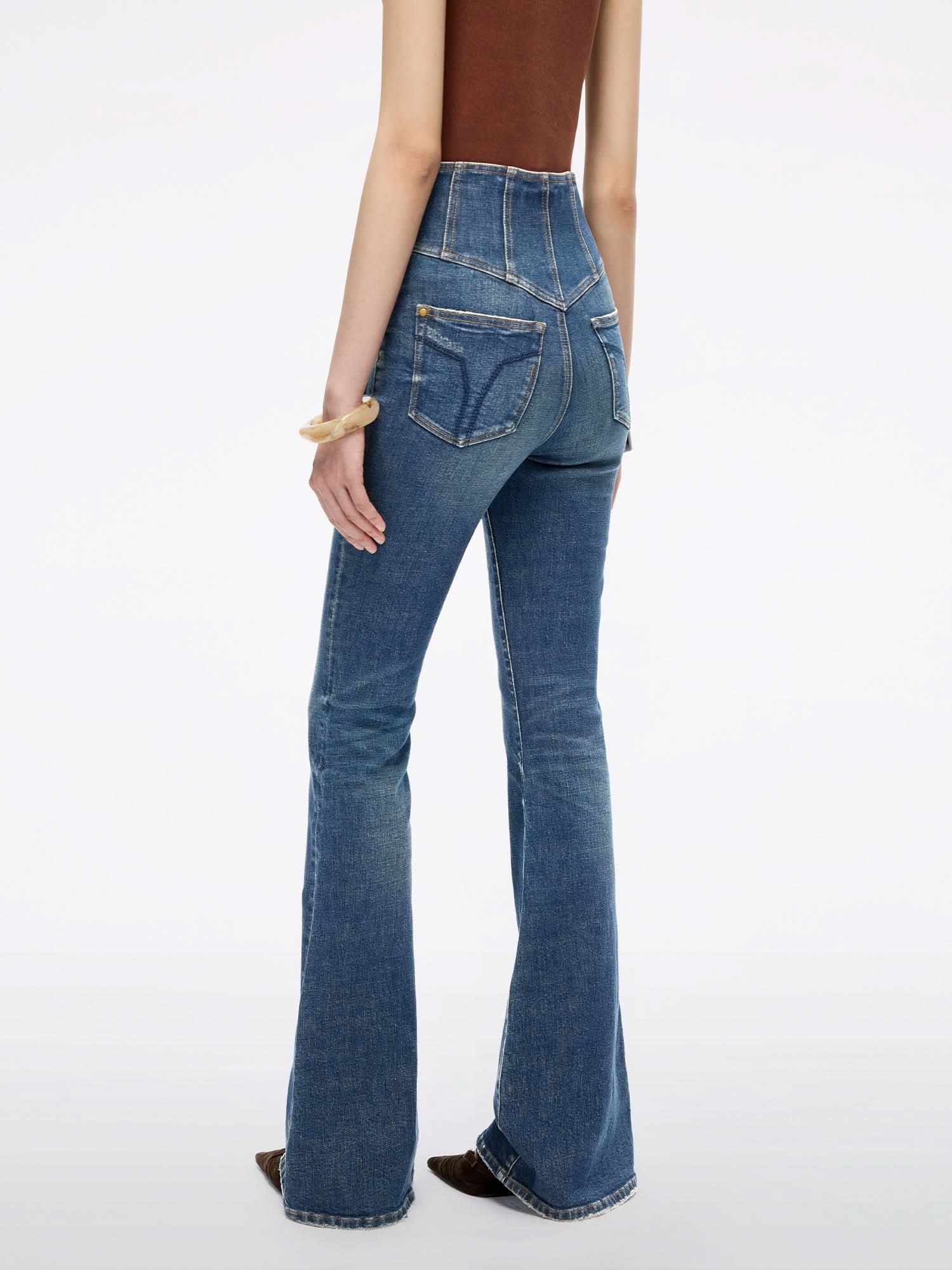 High Waisted Flared Jeans-GLENDA PLUS 5 - Image 3