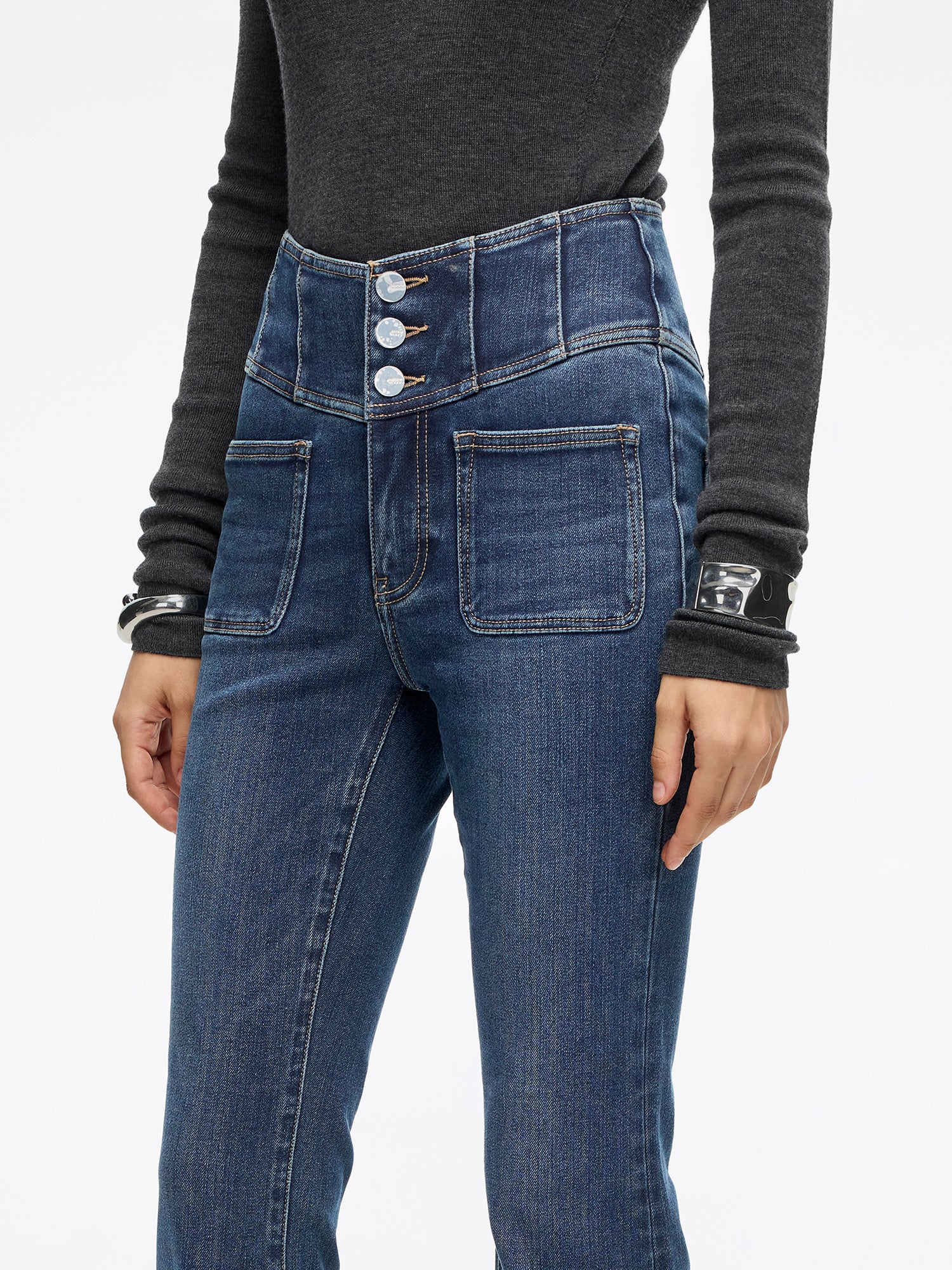 High Waisted Flared Jeans-GLENDA PLUS 5 - Image 4