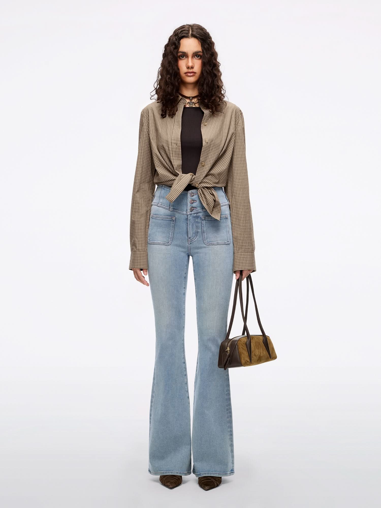 High Waisted Flared Jeans-GLENDA PLUS 5 - Image 2