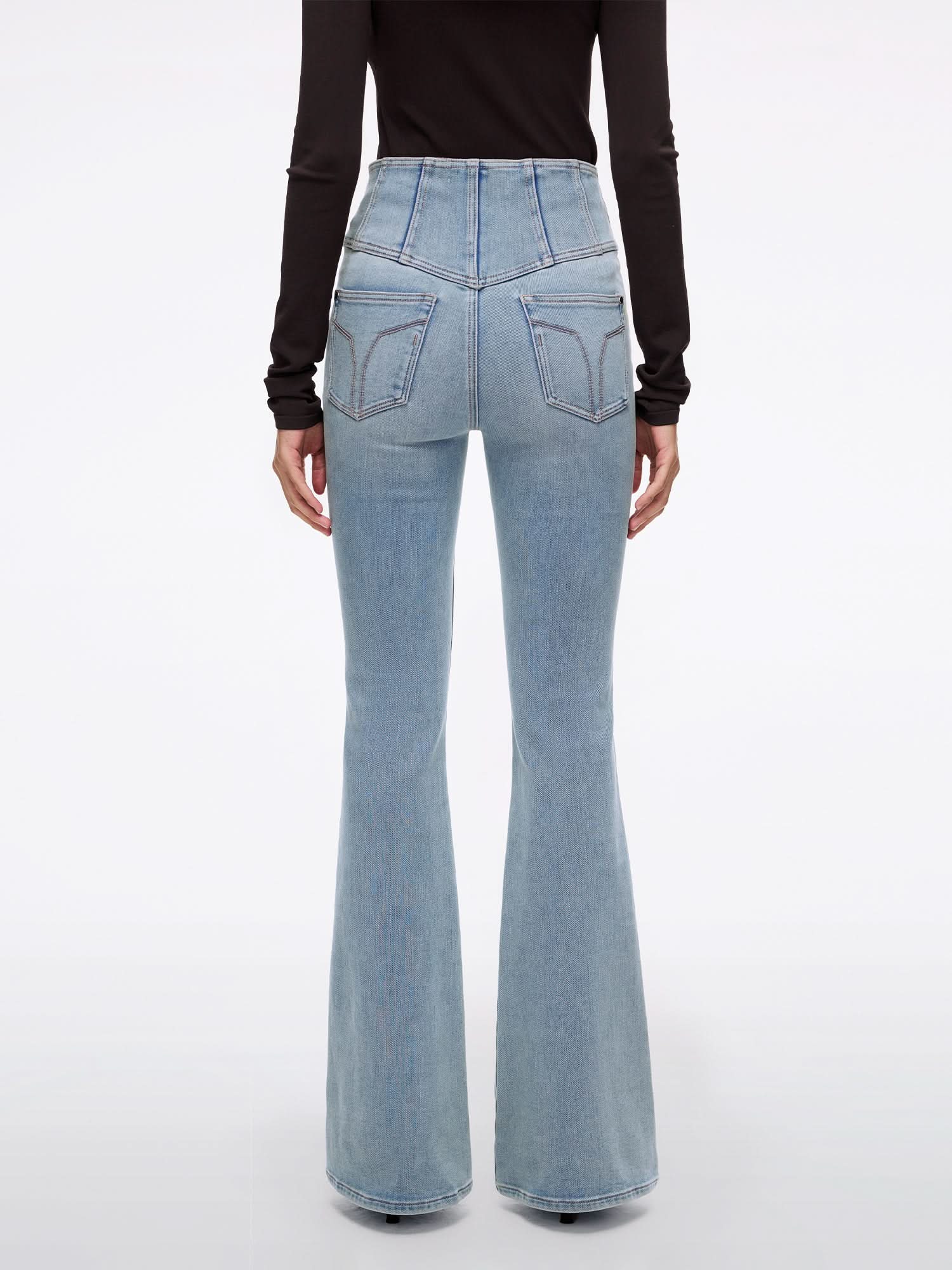 High Waisted Flared Jeans-GLENDA PLUS 5 - Image 3