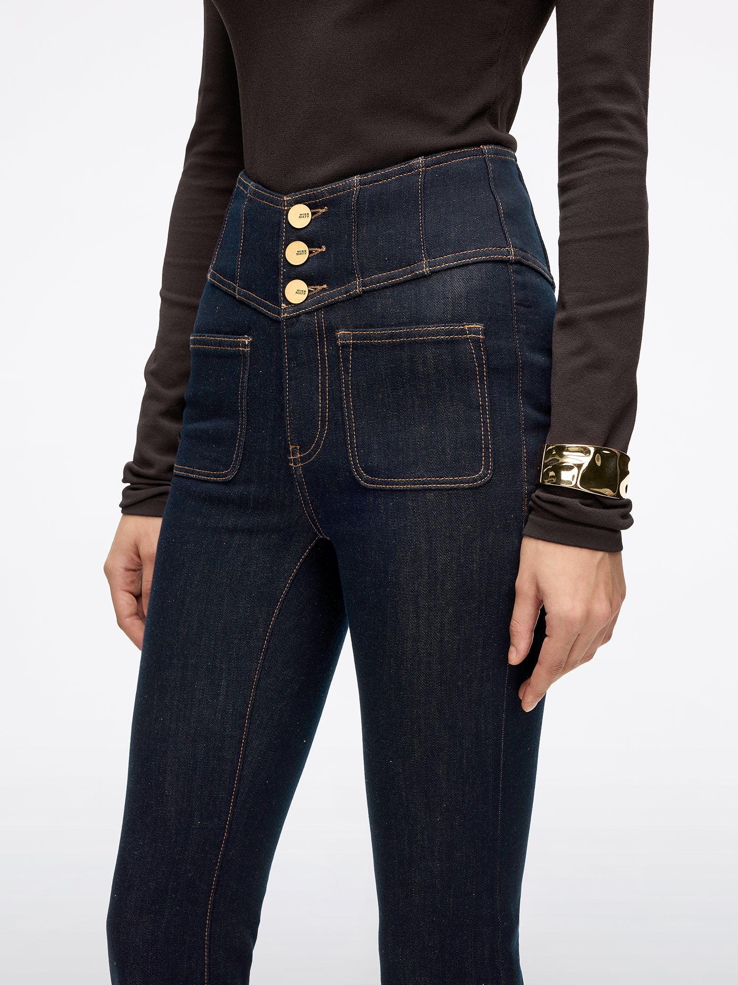 High Waisted Flared Jeans-GLENDA PLUS 5 - Image 4