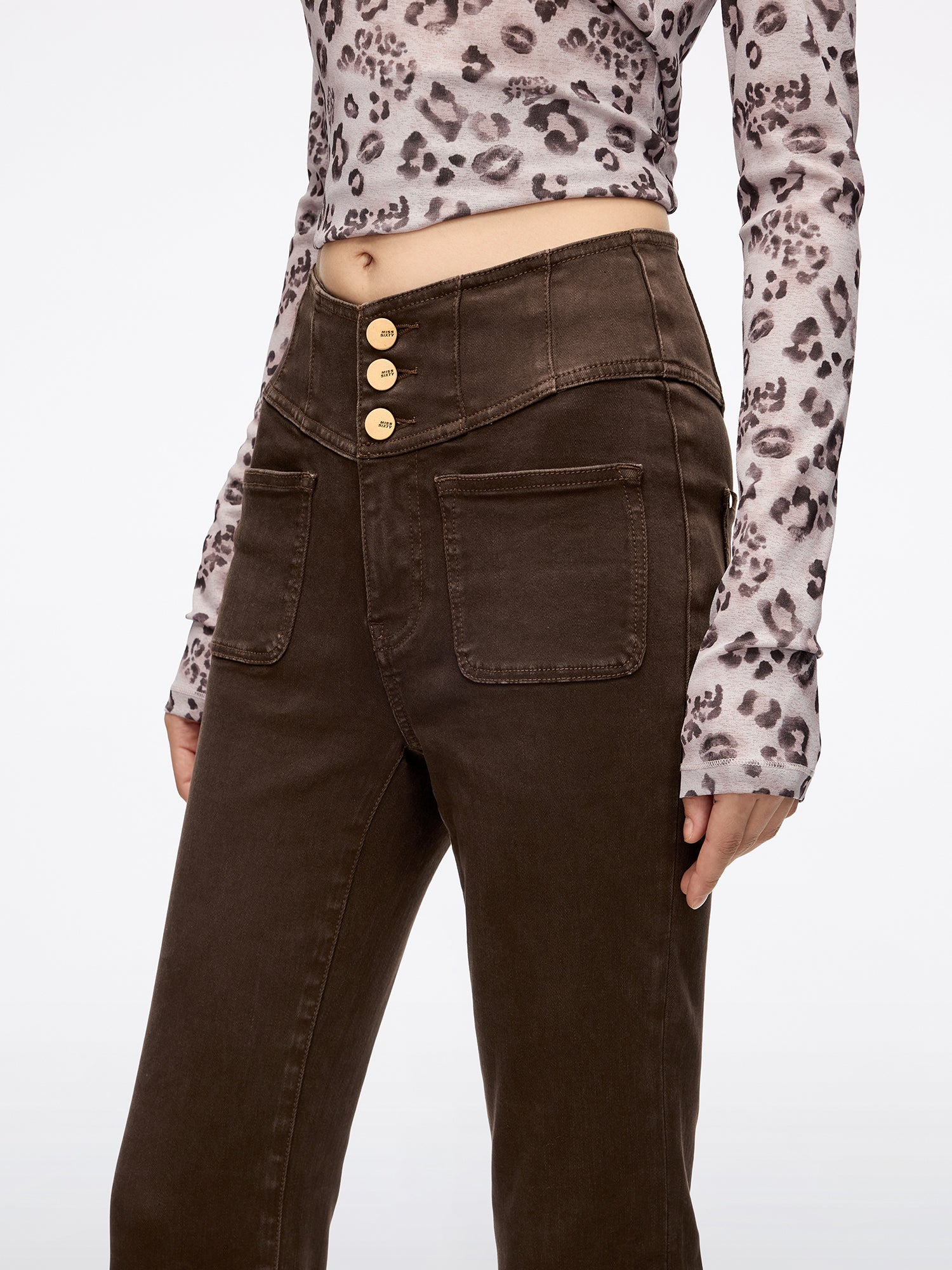 High Waisted Flared Jeans-GLENDA PLUS 5 - Image 4