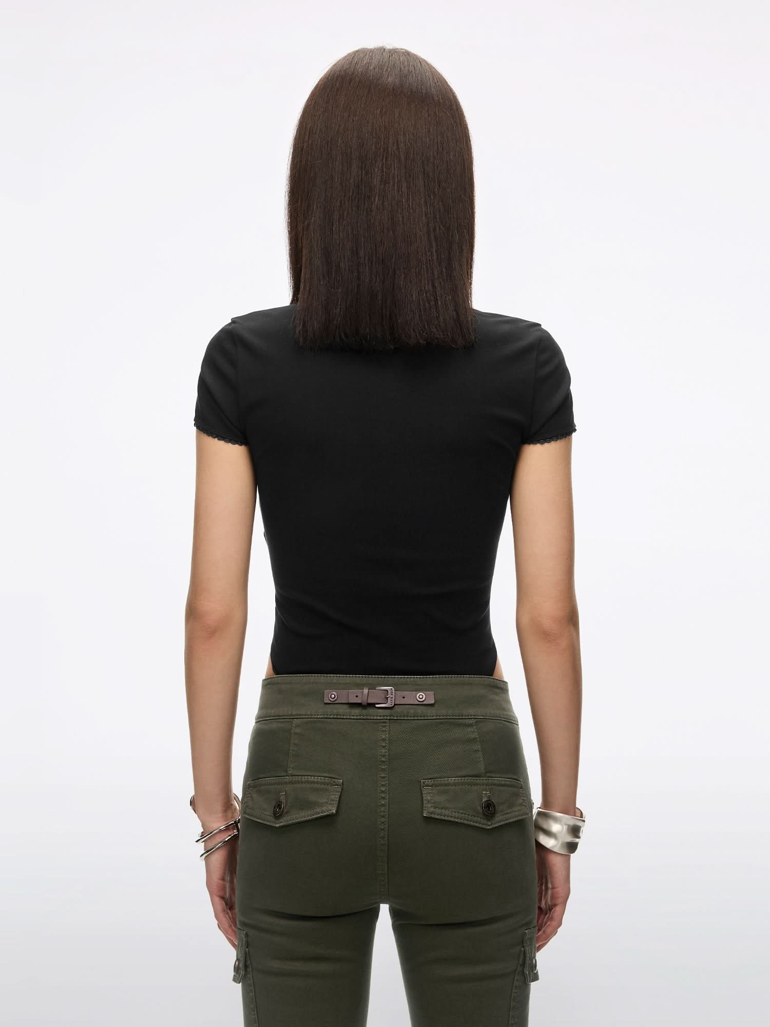 Lace Patchwork Bodysuit T-Shirt - Image 2