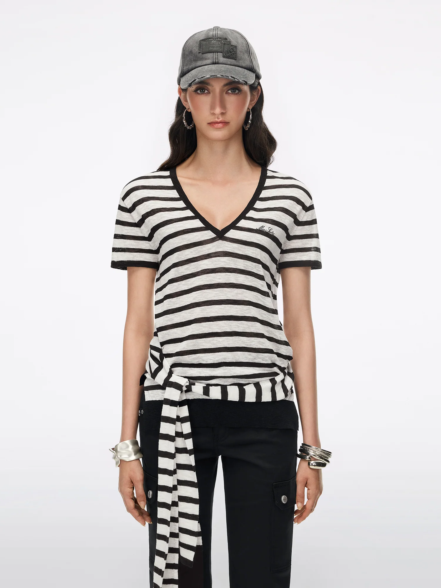 Lace-Up Knit Top