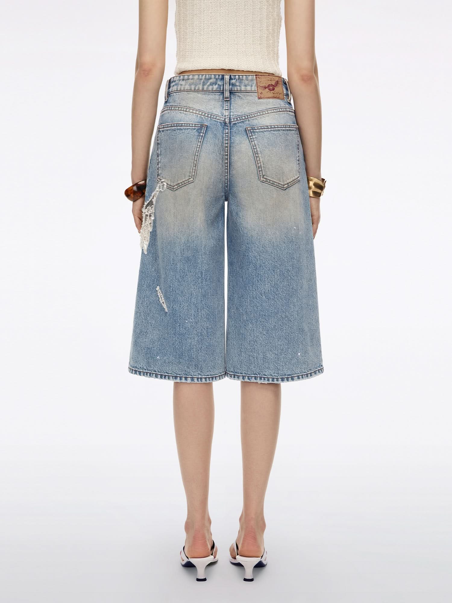 Lace Wing Straight-Cut Jeans - Image 3
