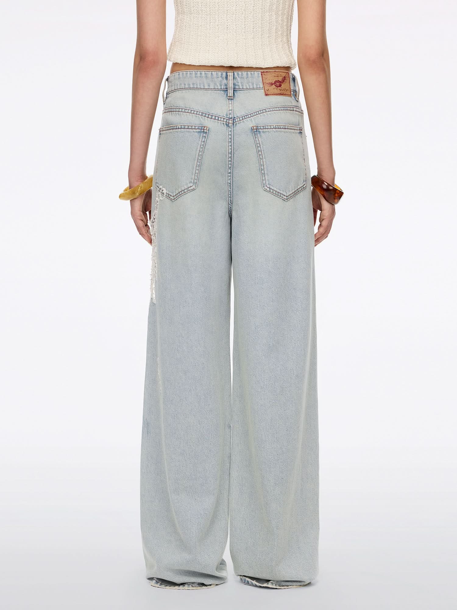 Lace Wing Straight-Cut Jeans - Image 3