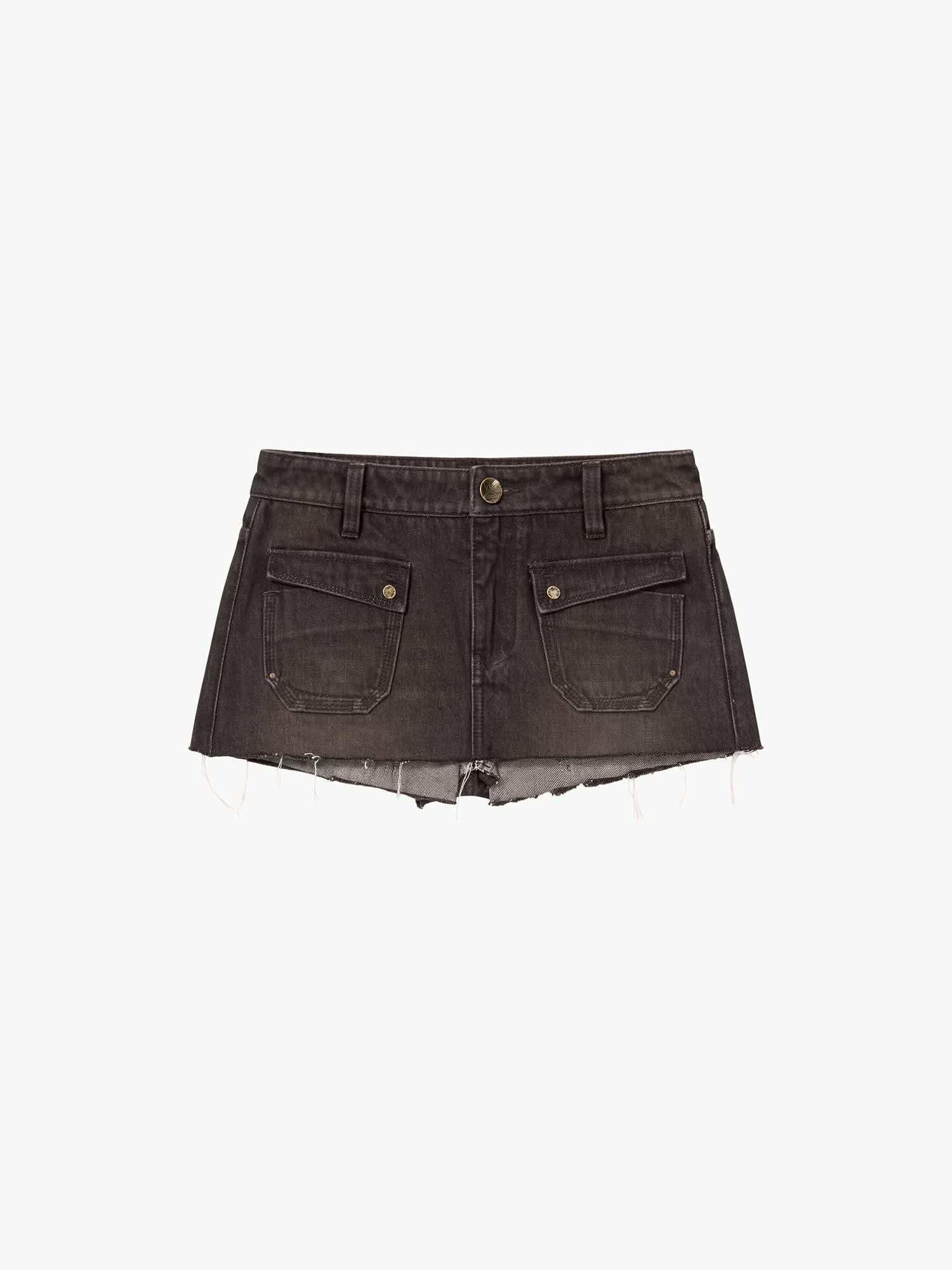 Leather-Paneled Denim Skort - Image 5