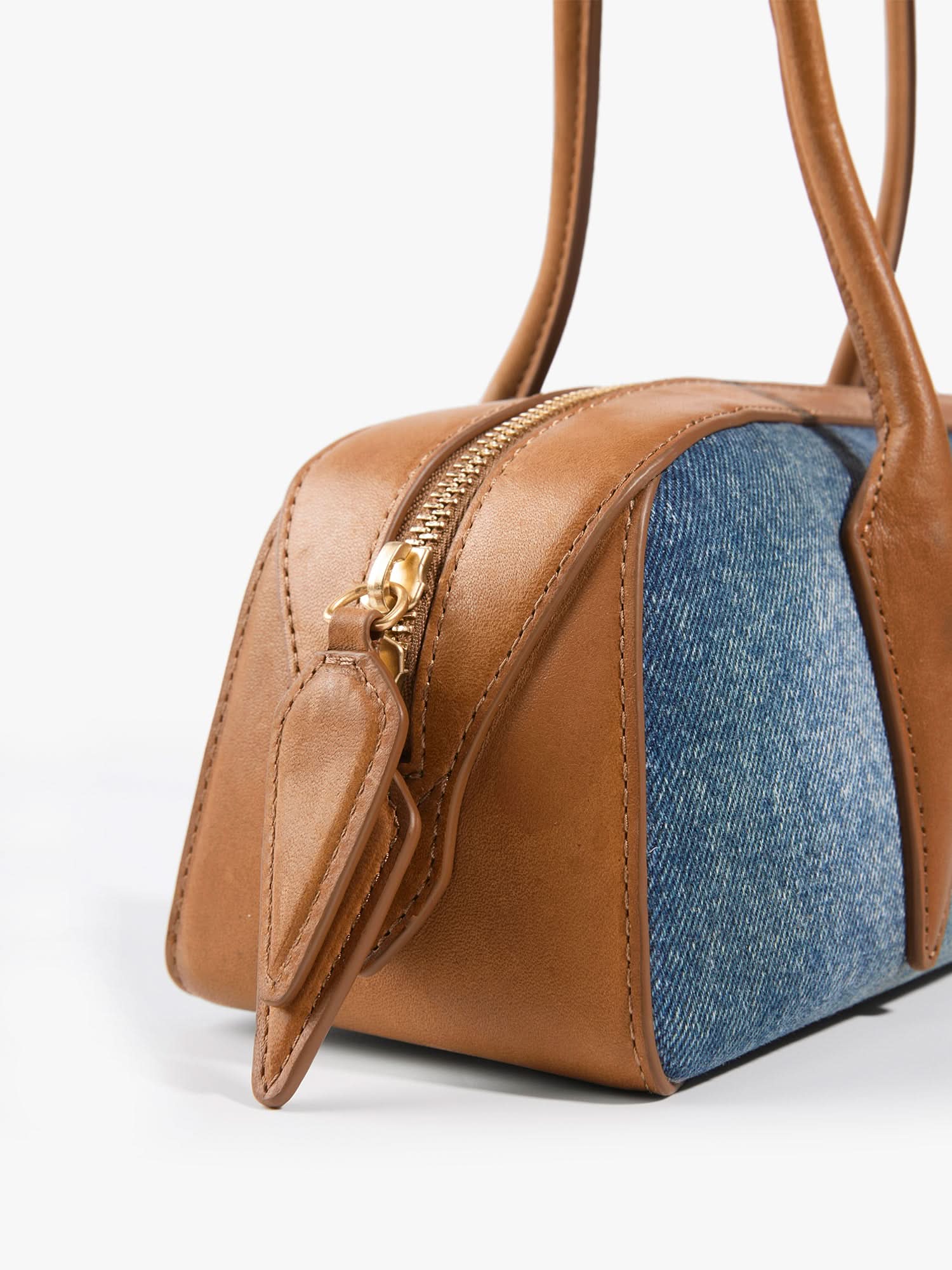 Leather Patch Denim Bag - Image 4