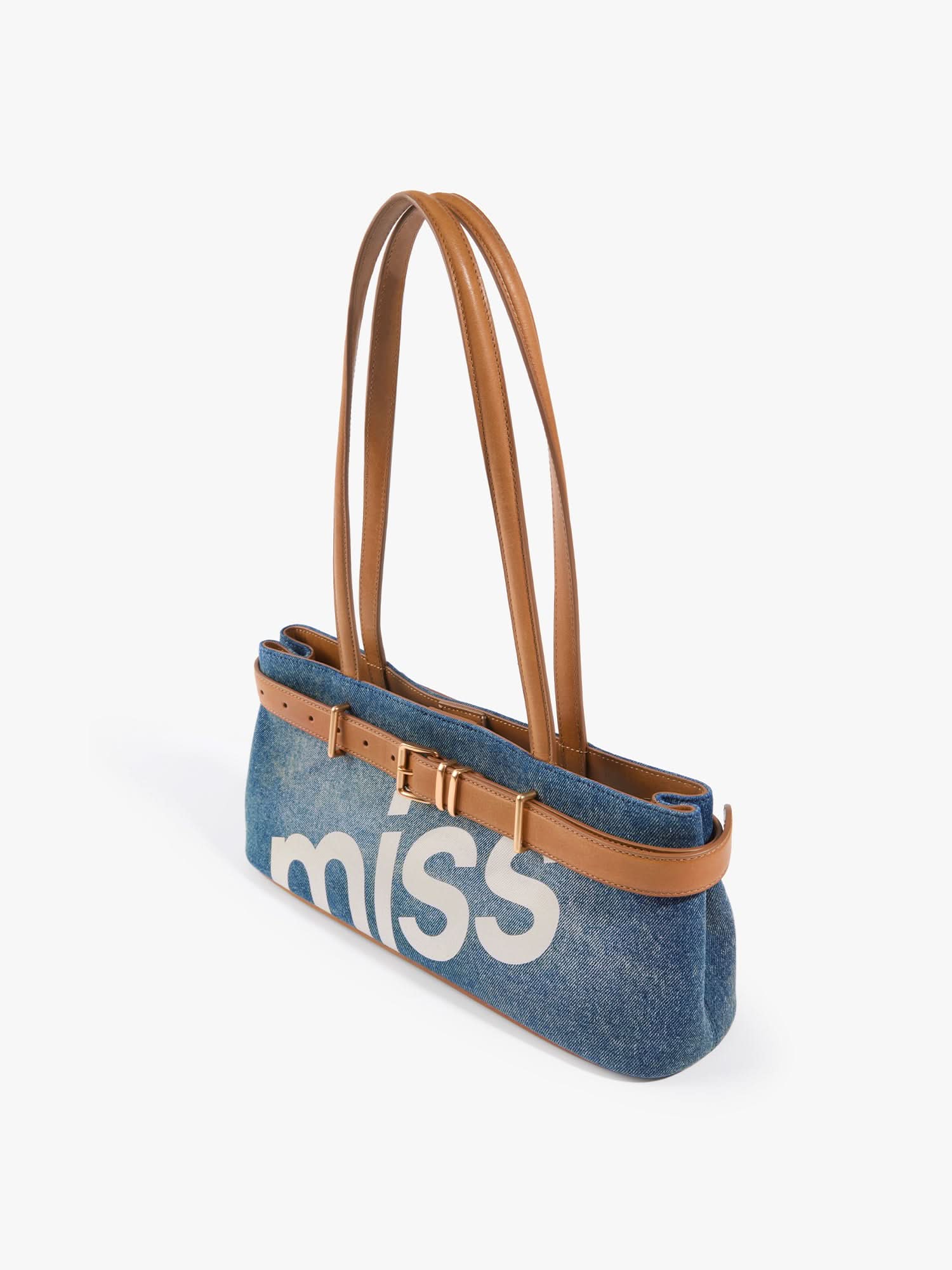 Leather Patch Denim Bag - Image 3