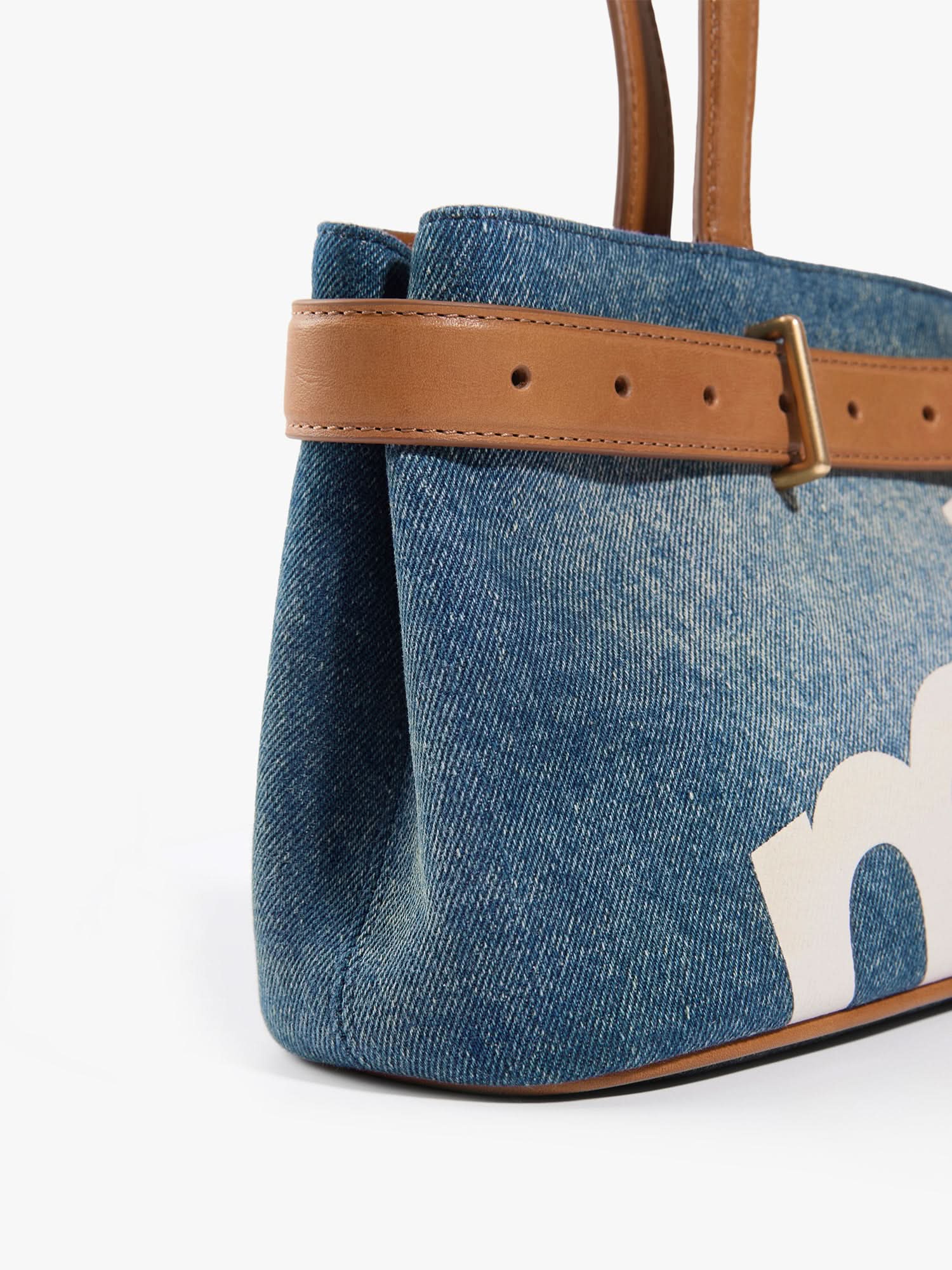 Leather Patch Denim Bag - Image 4