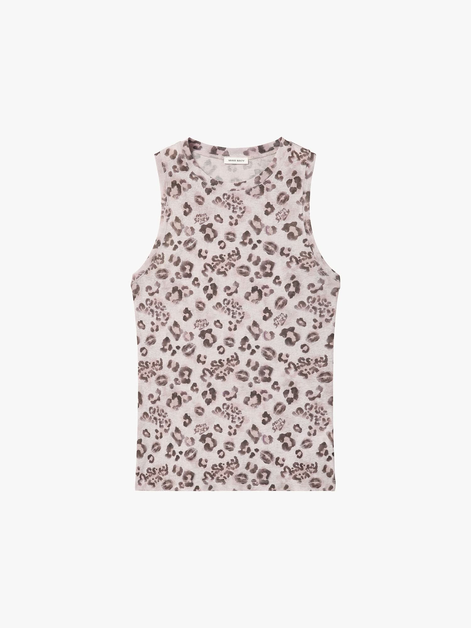 Leopard Print Sleeveless T-Shirt - Image 10