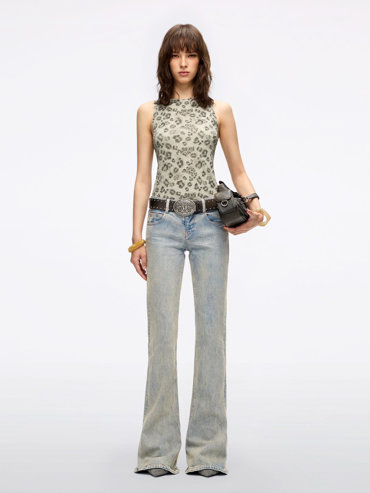 Leopard Print Sleeveless T-Shirt - Image 4