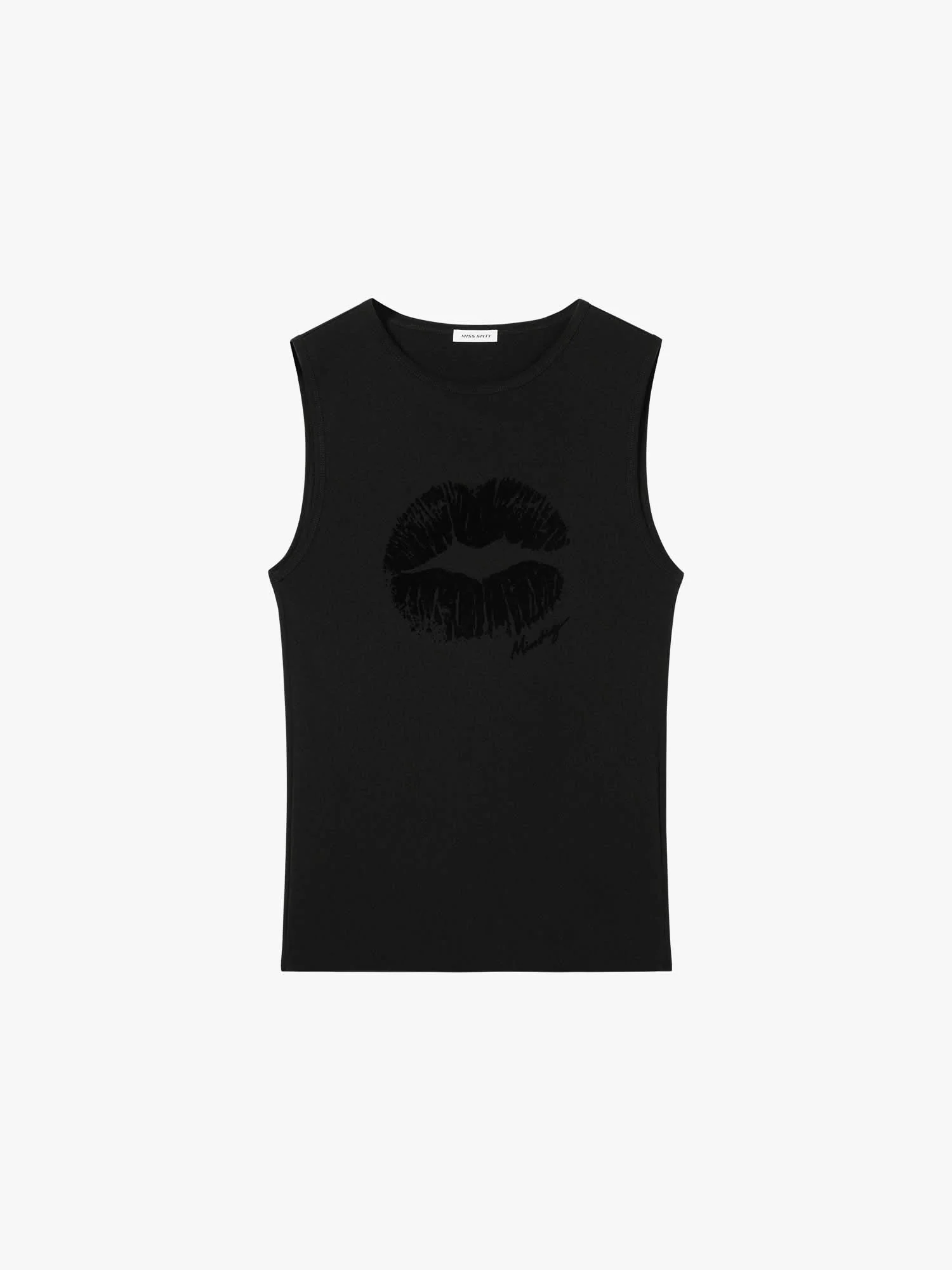 Lip Print Sleeveless T-Shirt - Image 5