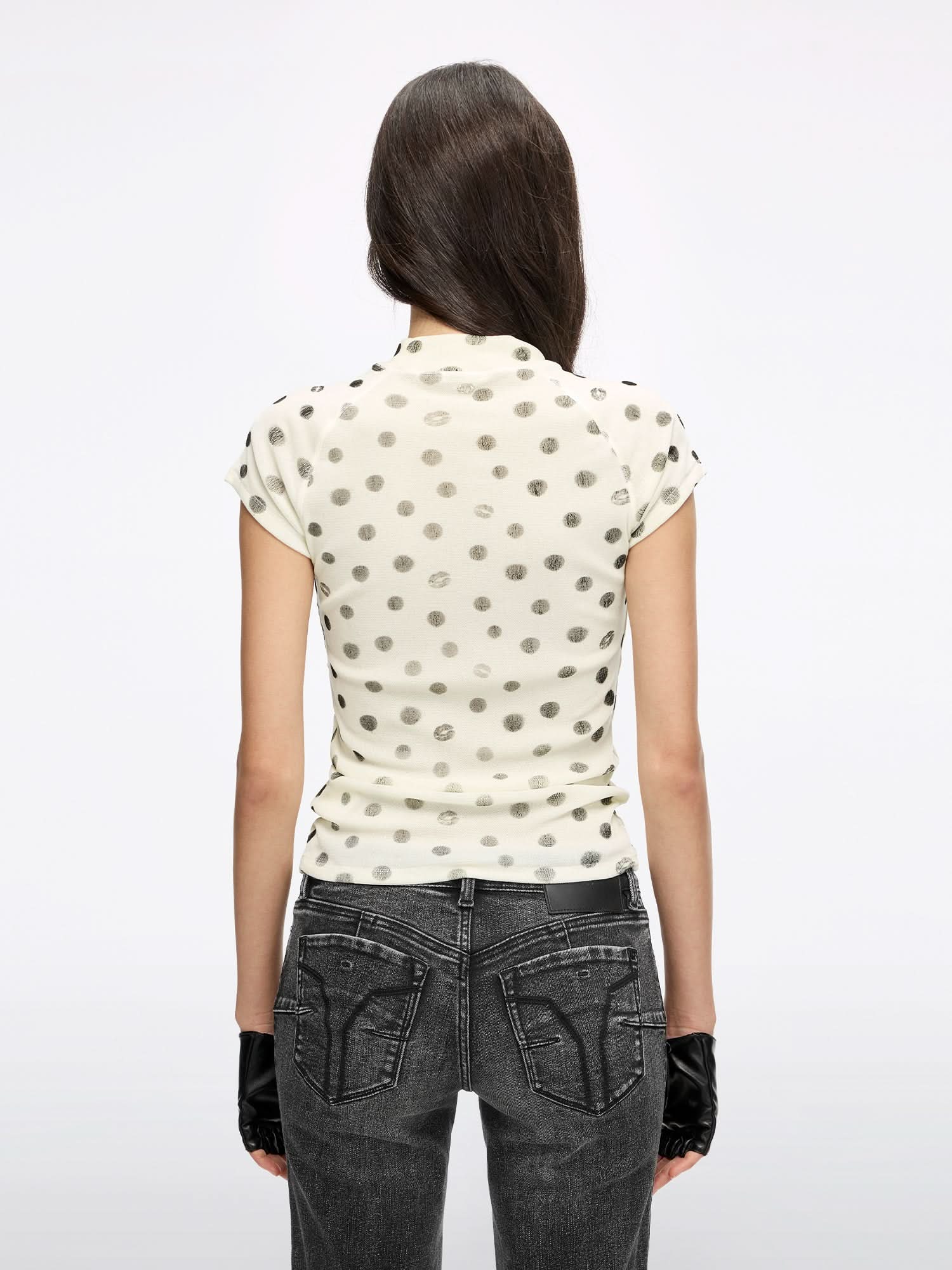 Lip-Print Velvet T-Shirt - Image 2