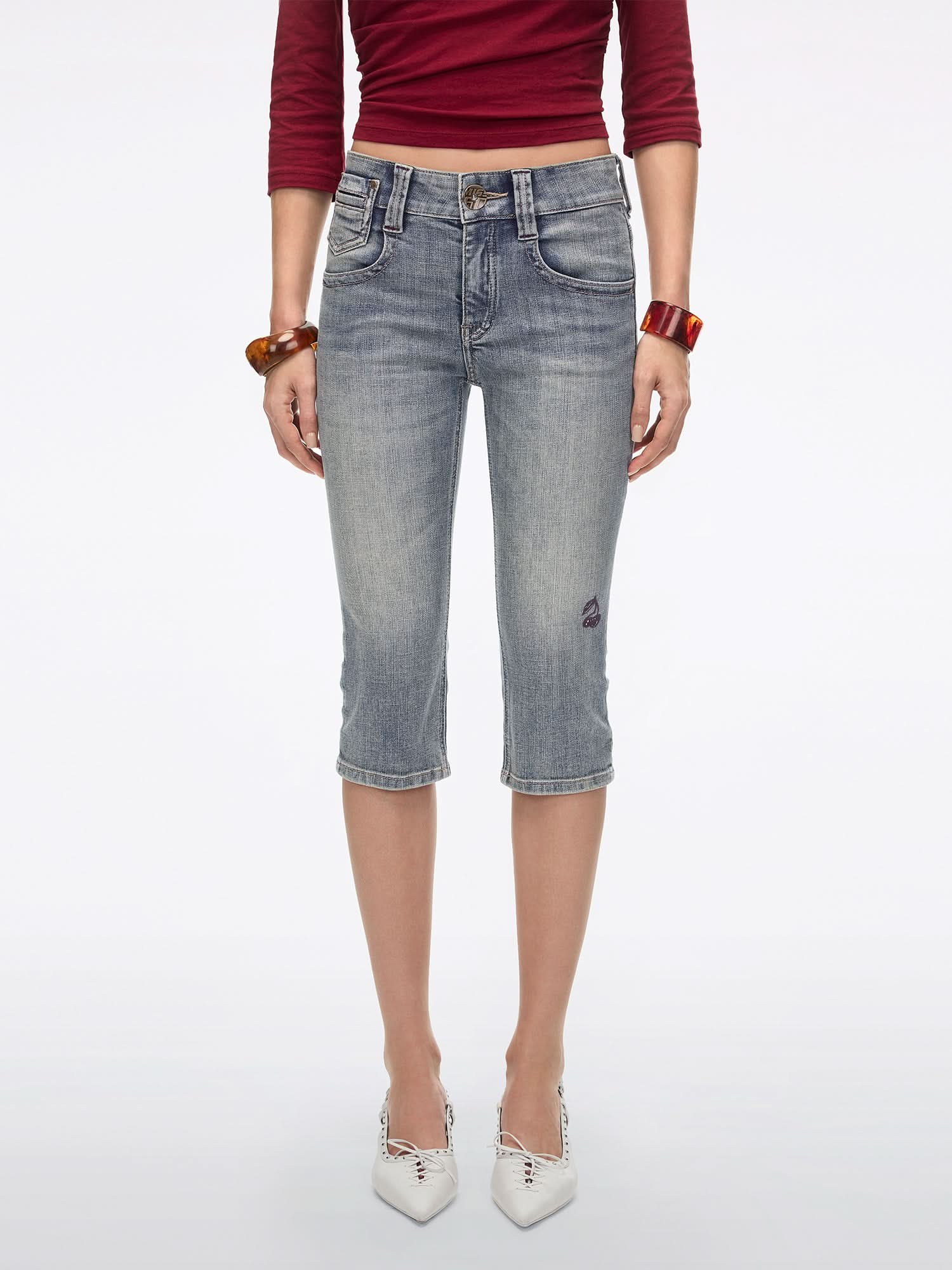 Logo Detail Cropped Jeans - Image 2
