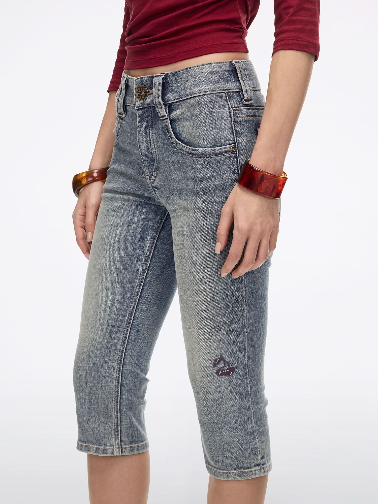 Logo Detail Cropped Jeans - Image 4