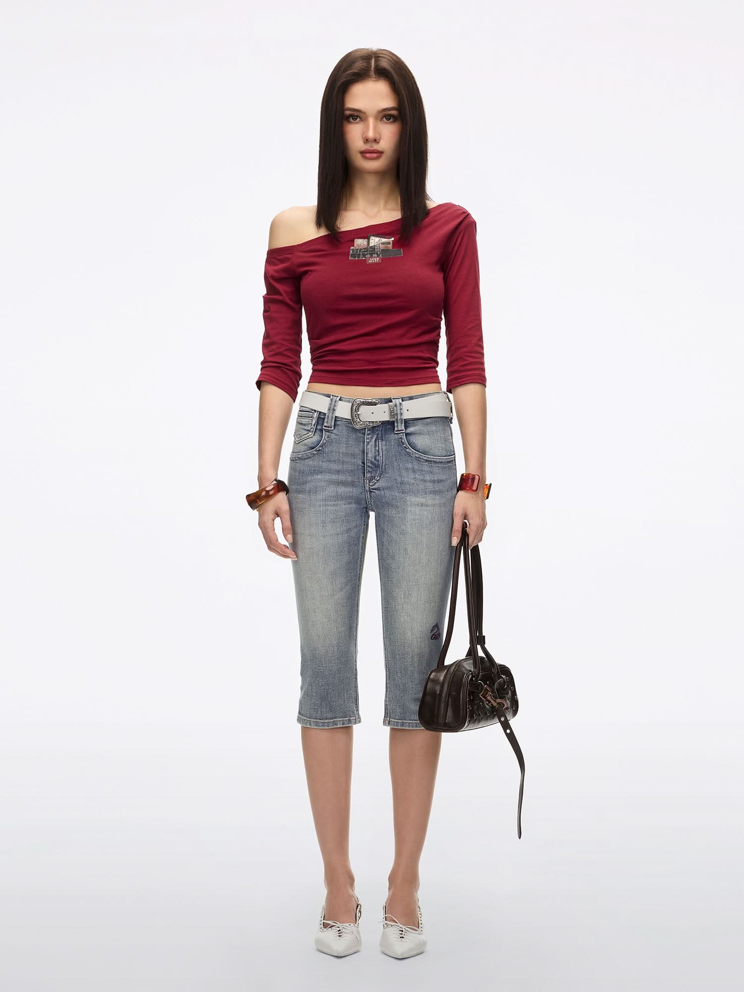 Logo Detail Cropped Jeans - Image 5
