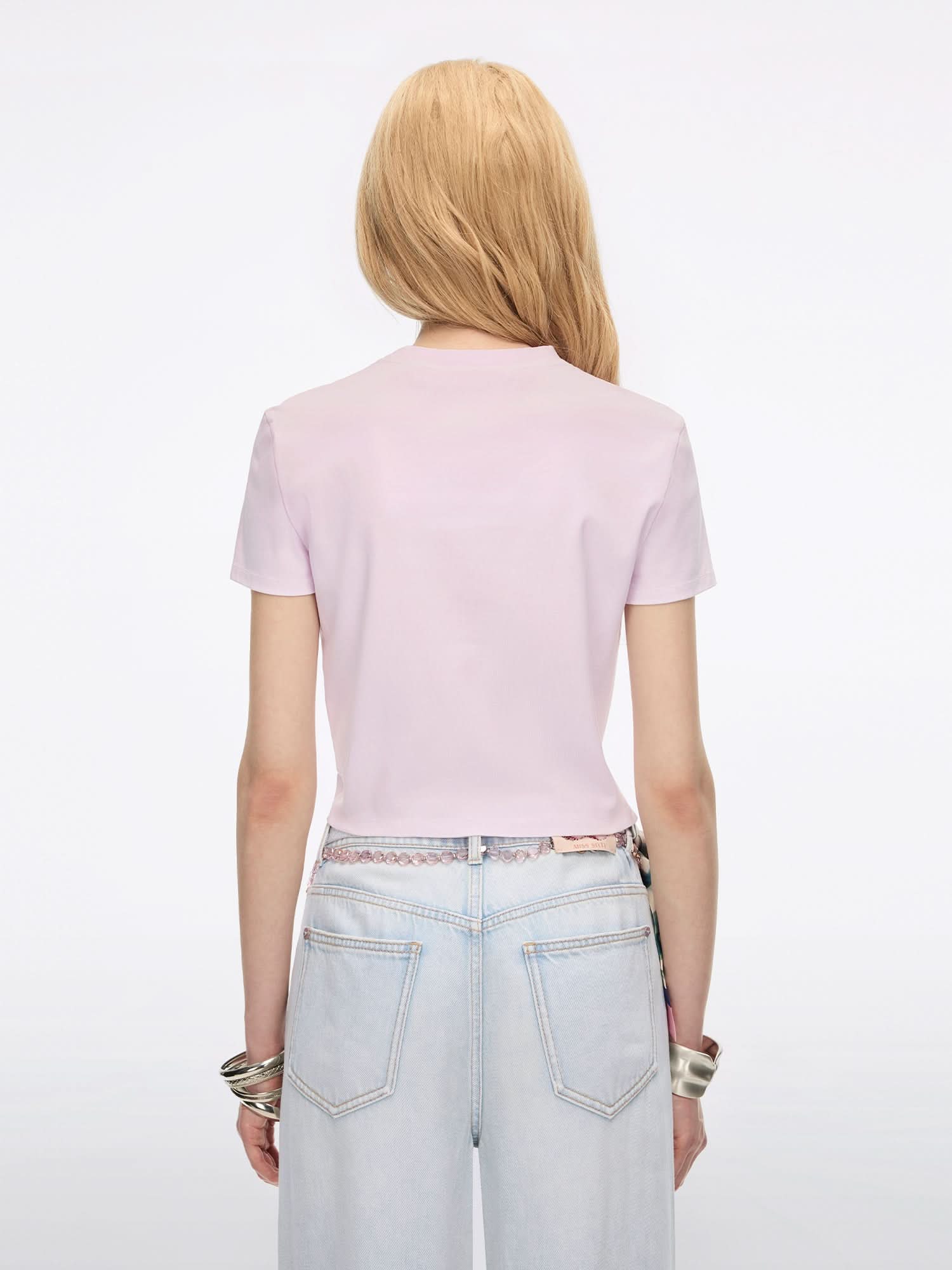 Logo-Detail Rhinestone T-Shirt - Image 7