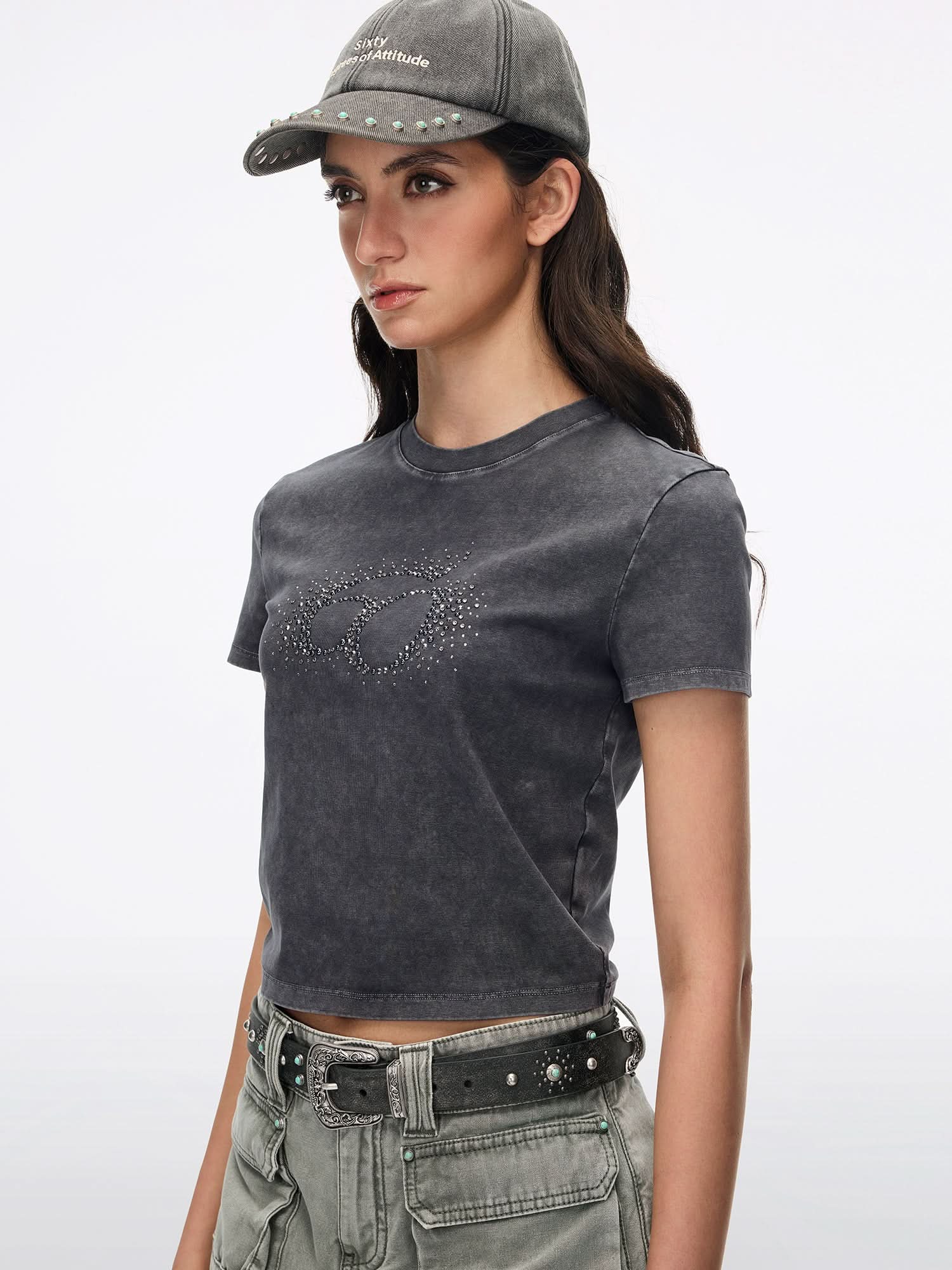 Logo-Detail Rhinestone T-Shirt - Image 3