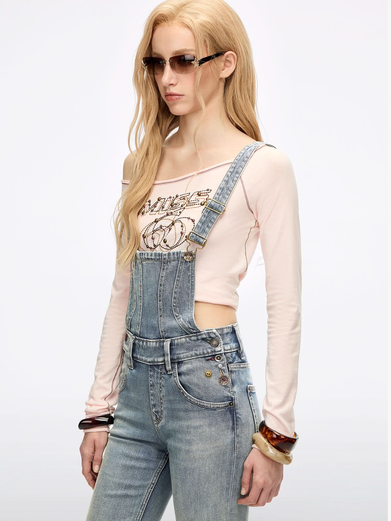Multi-Button Denim Jumpsuit - Image 3