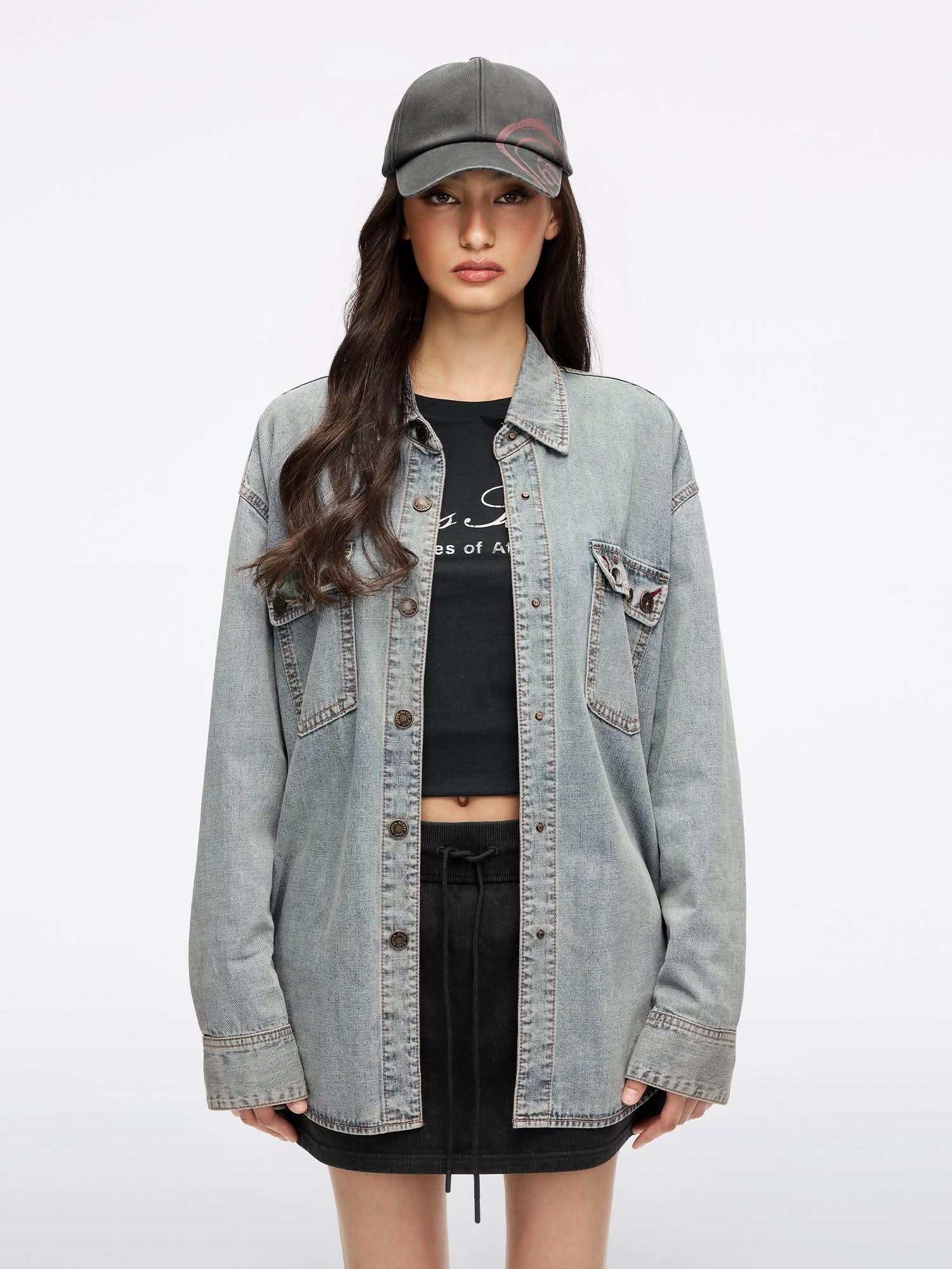 Multi-Button Denim Shirt