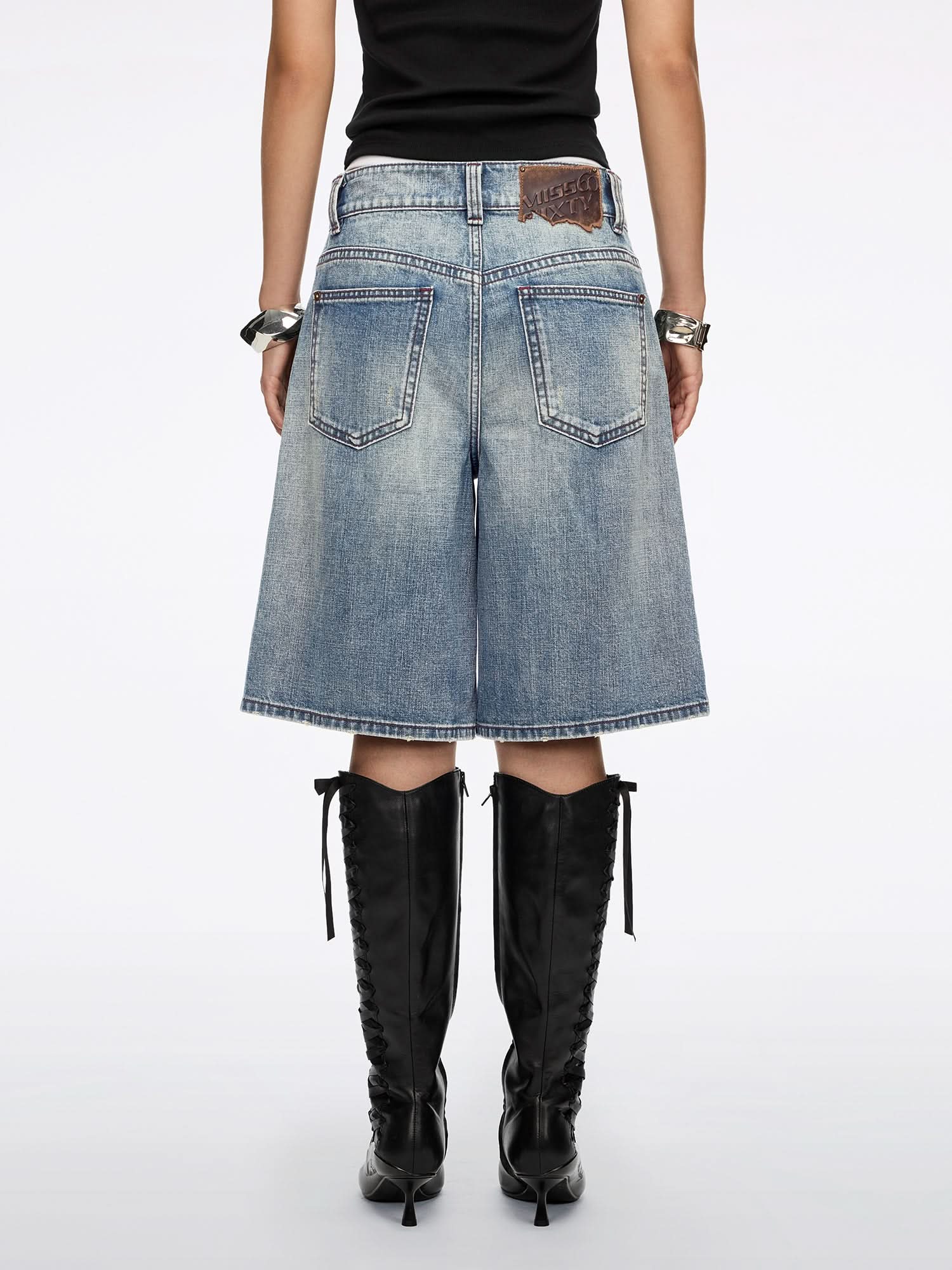 Multi-Button Denim Shorts - Image 3