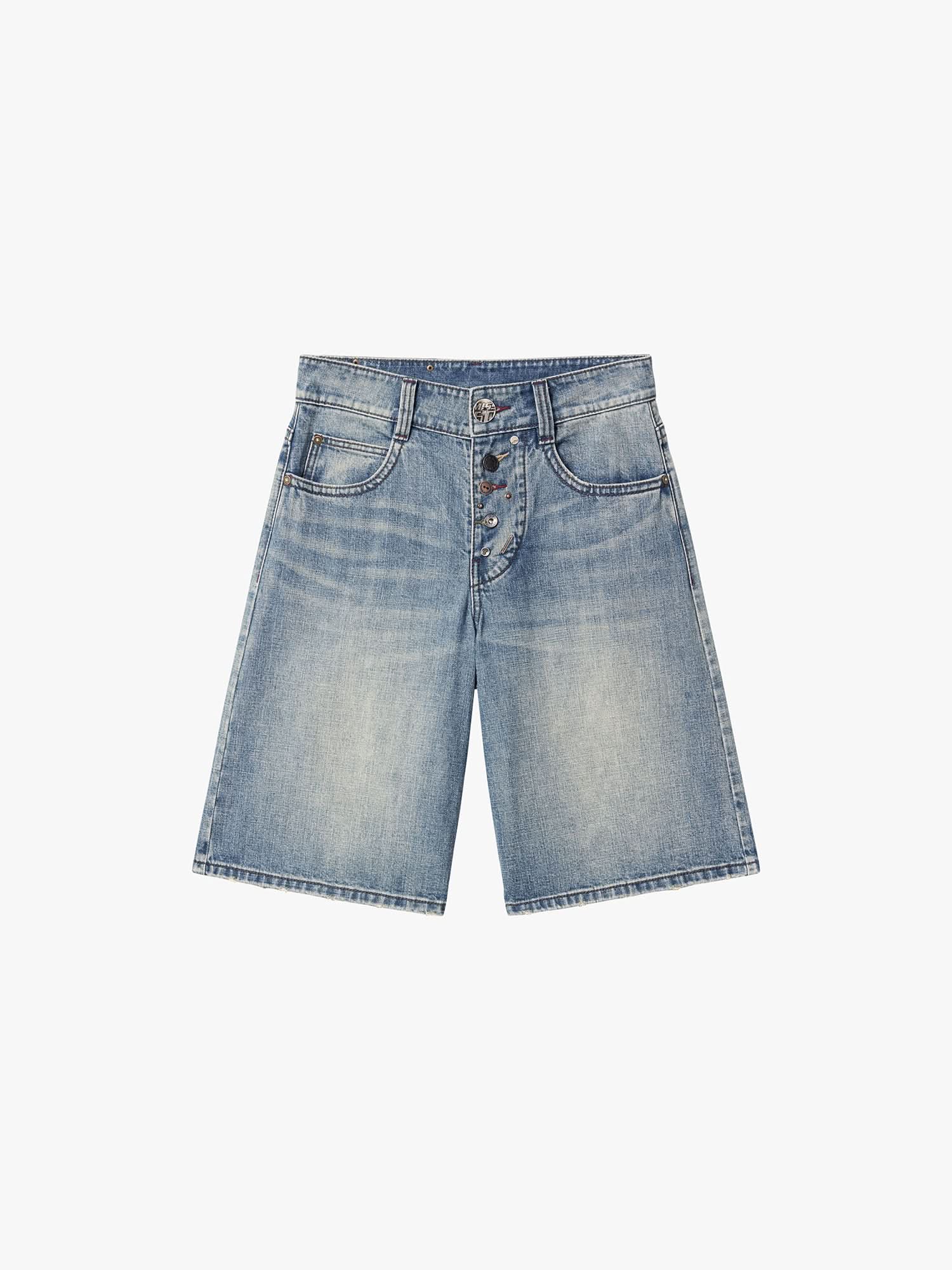 Multi-Button Denim Shorts - Image 5