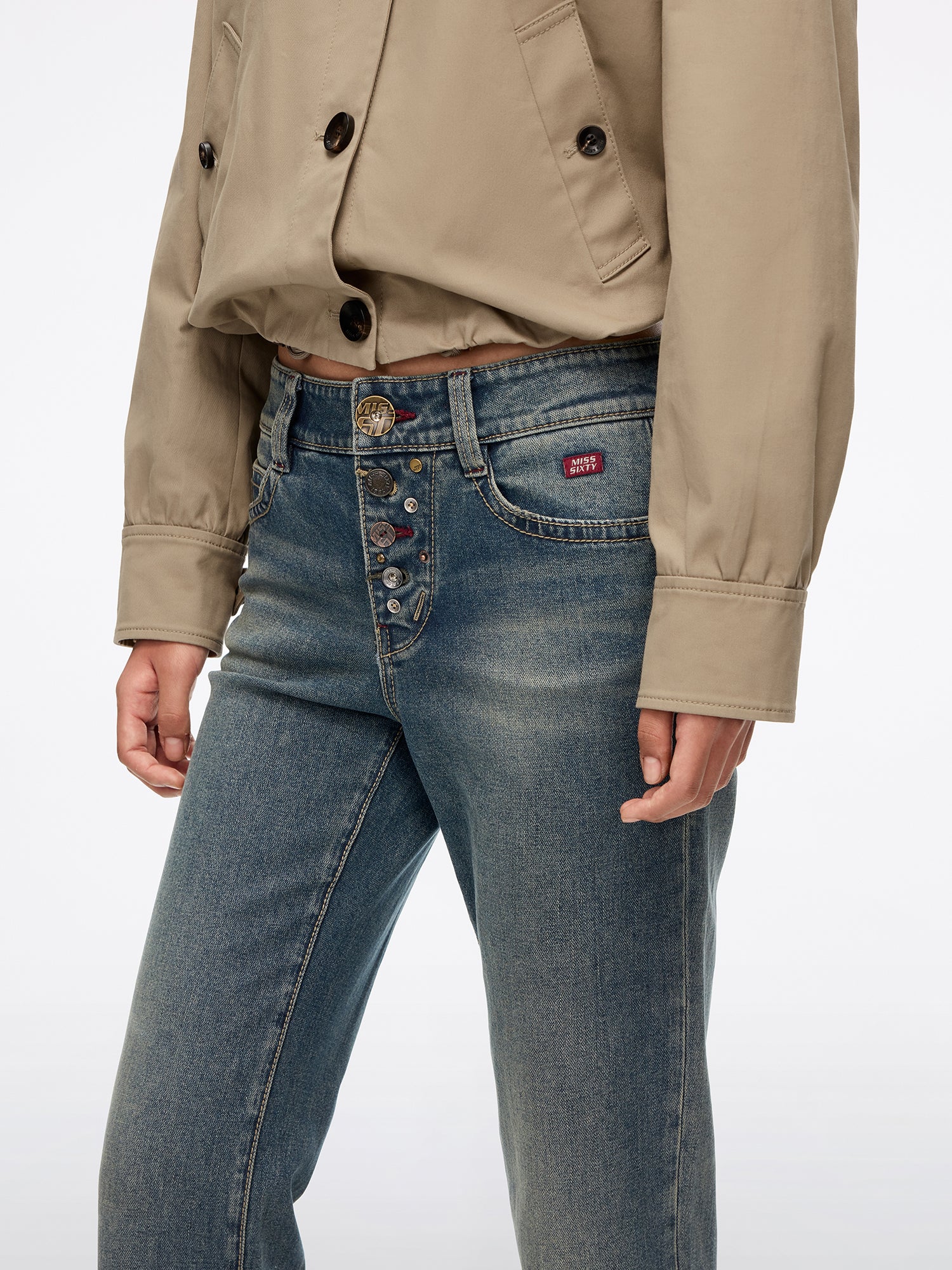 Multi-Button Flared Jeans - Image 4
