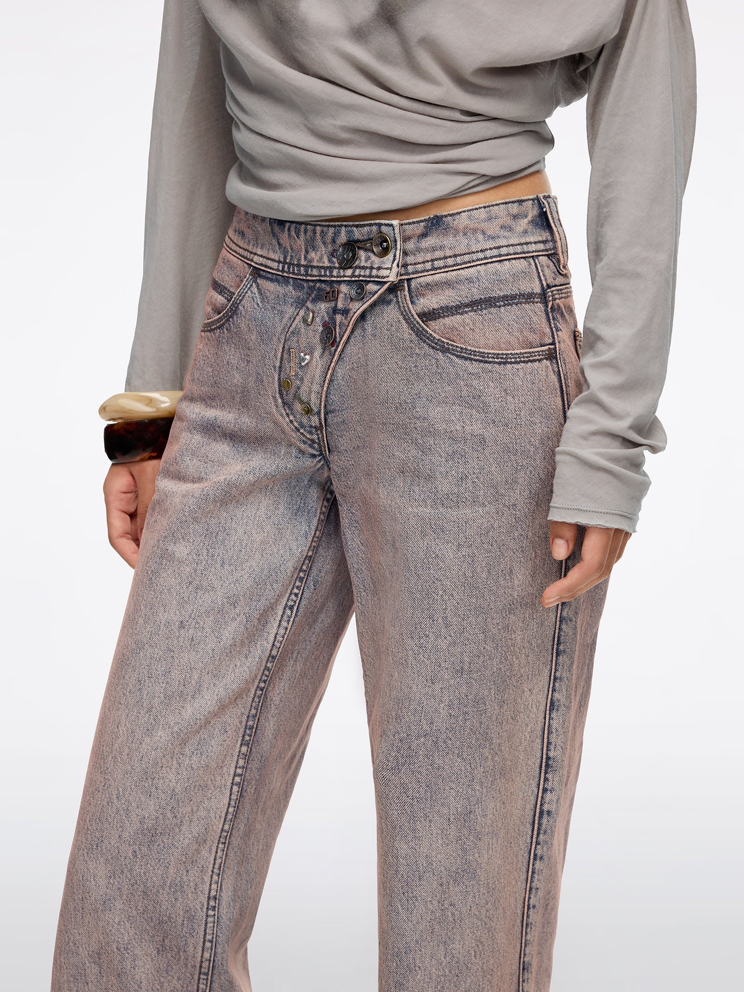 Multi-Button Straight-Leg Jeans - Image 4