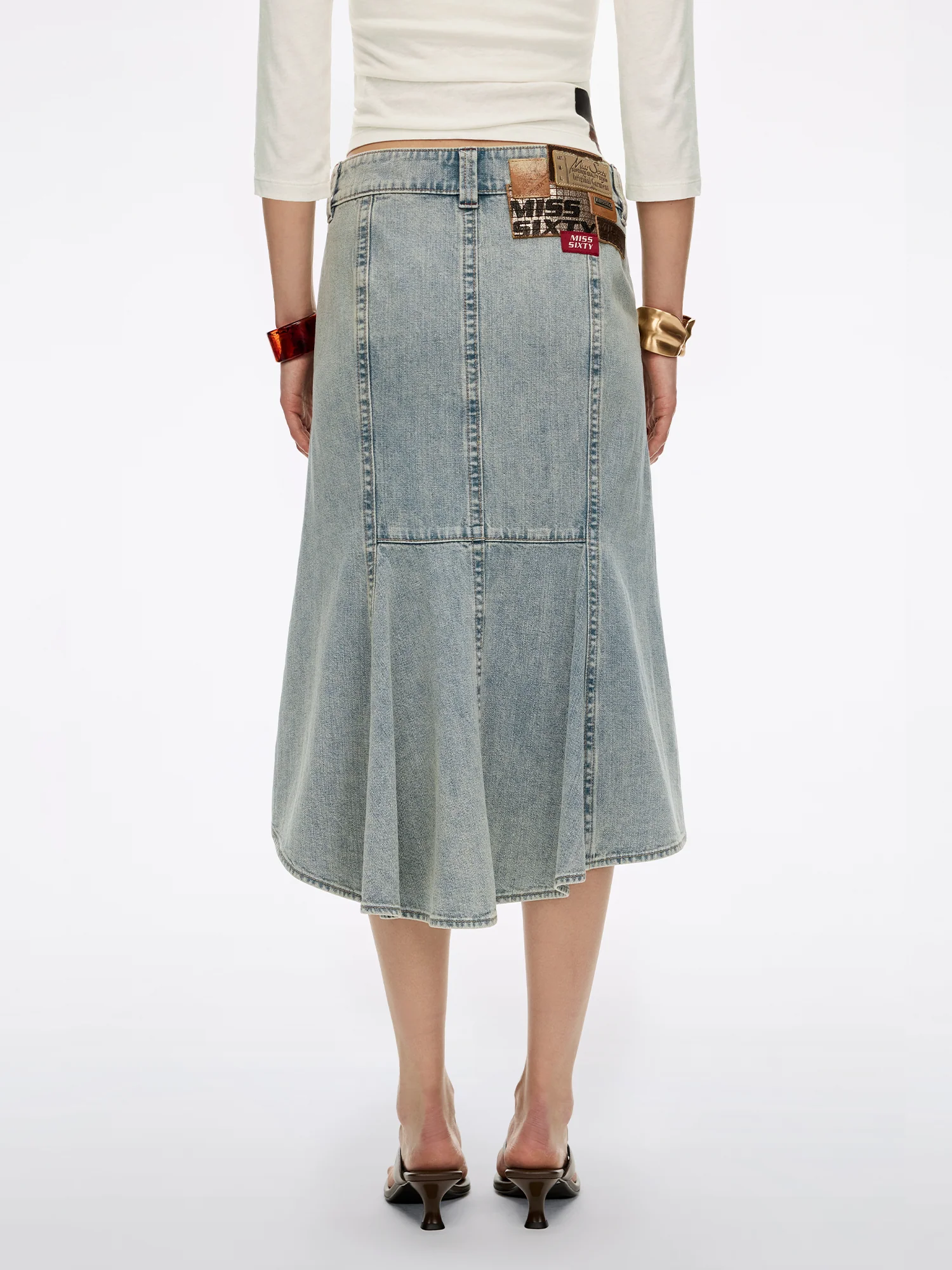 Multi-Patch Denim Midi Skirt - Image 3