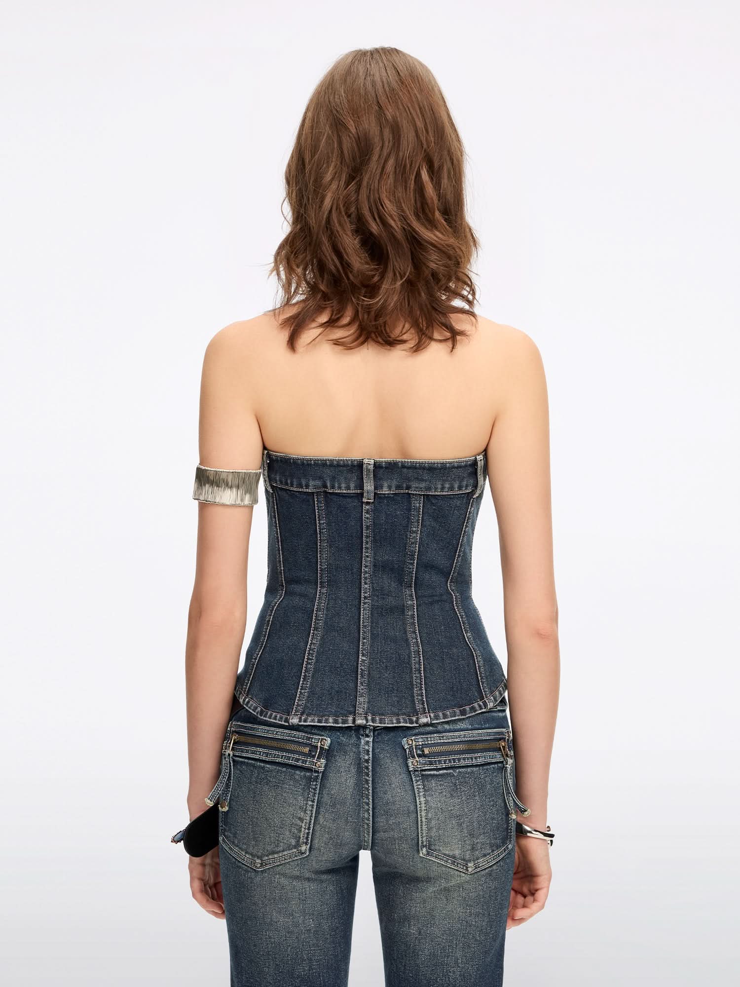 Multi-Stud Denim Tube Top - Image 3