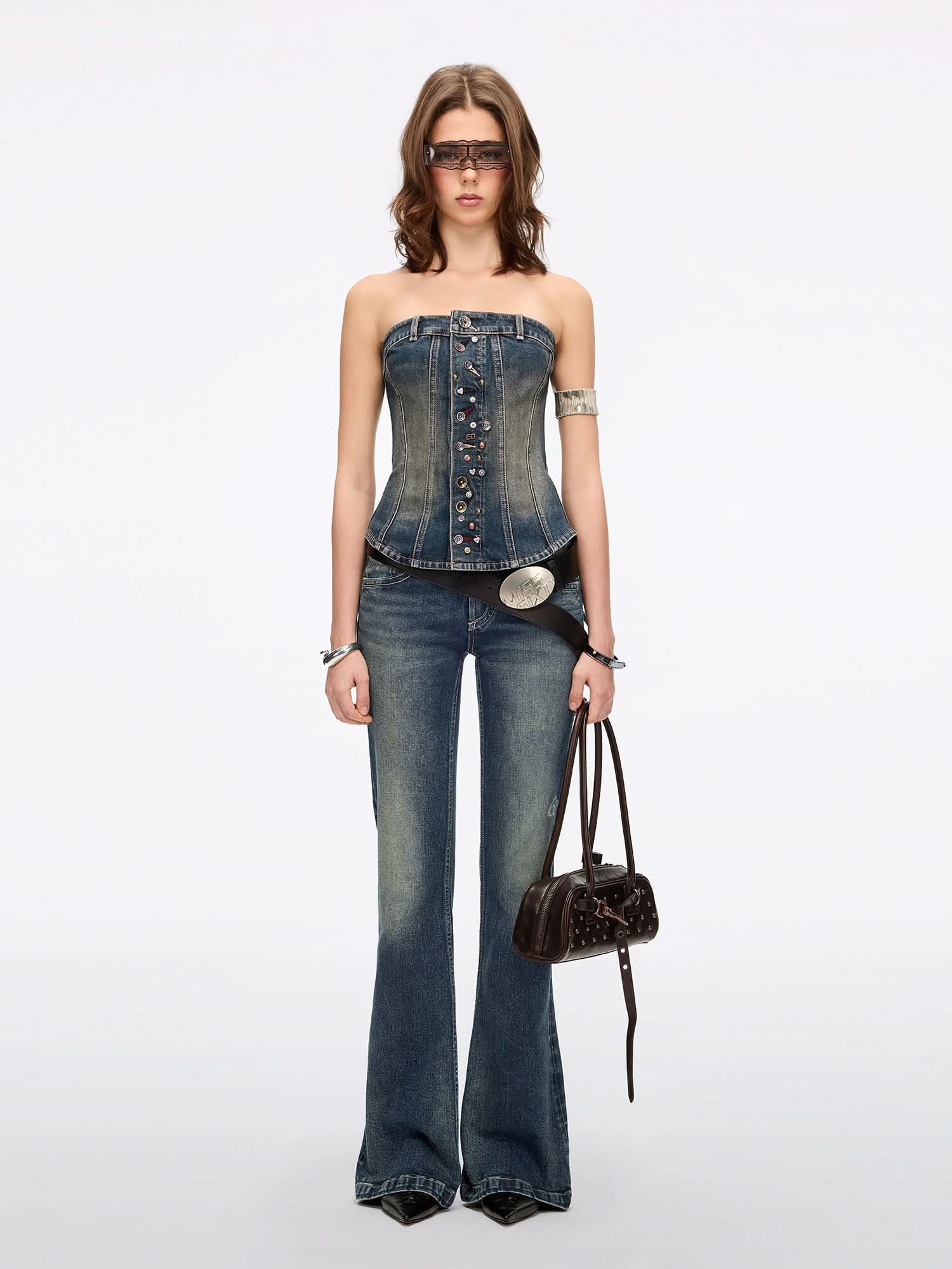 Multi-Stud Denim Tube Top - Image 5
