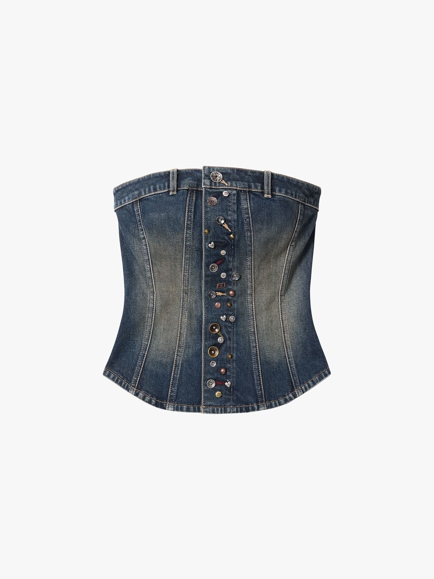Multi-Stud Denim Tube Top - Image 6