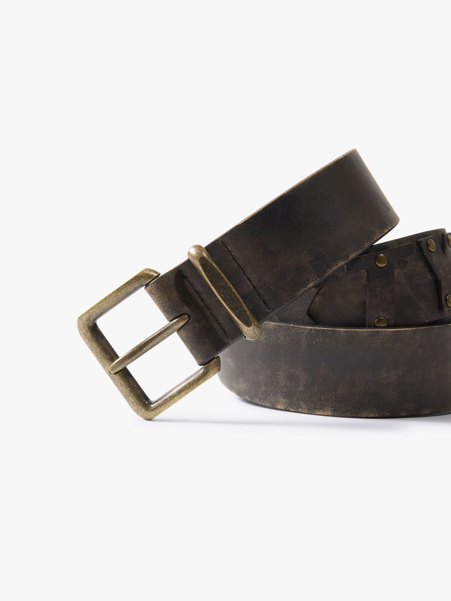 Multi-Stud Genuine Leather Belt - Image 5