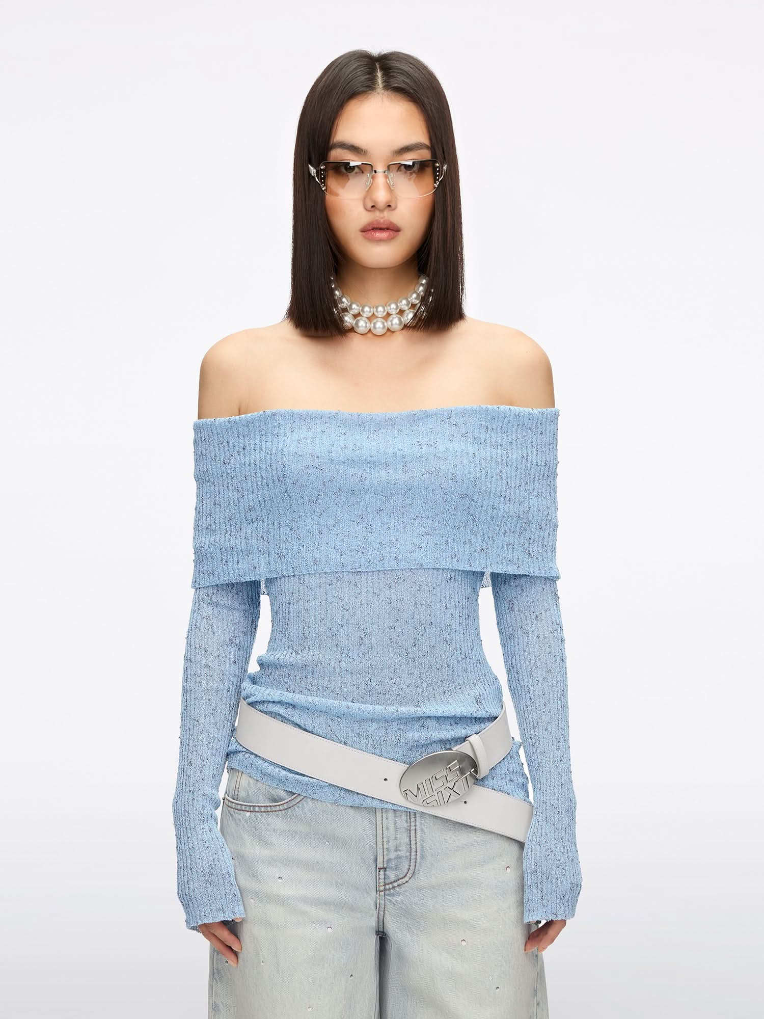 Off-shoulder Knit Top