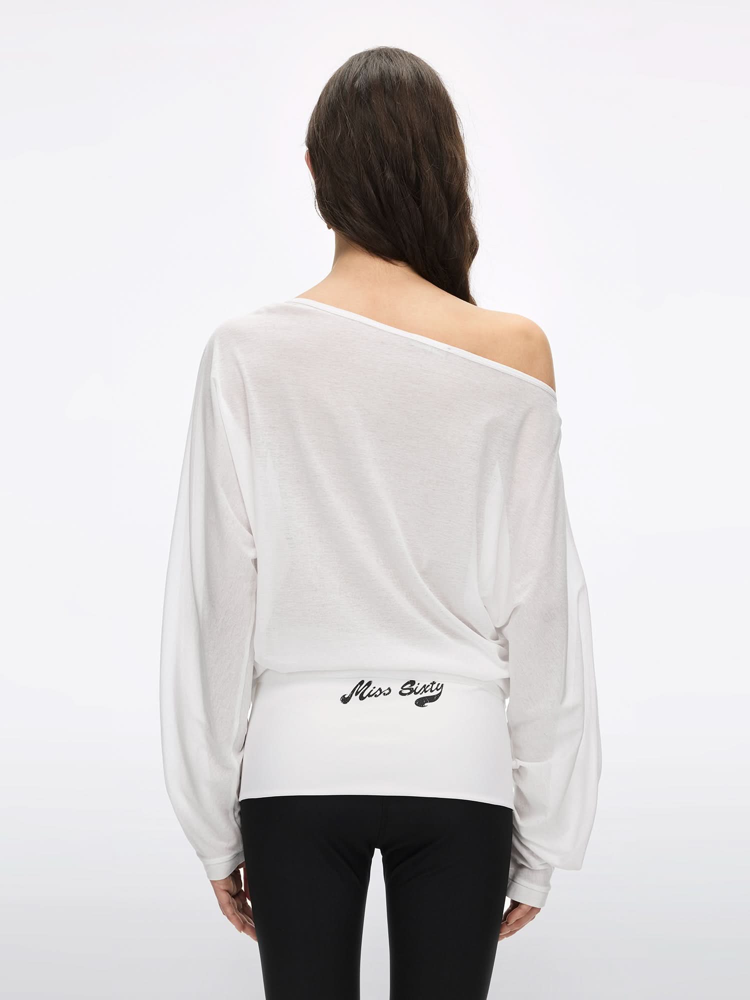 Off-Shoulder Rhinestone T-Shirt - Image 3