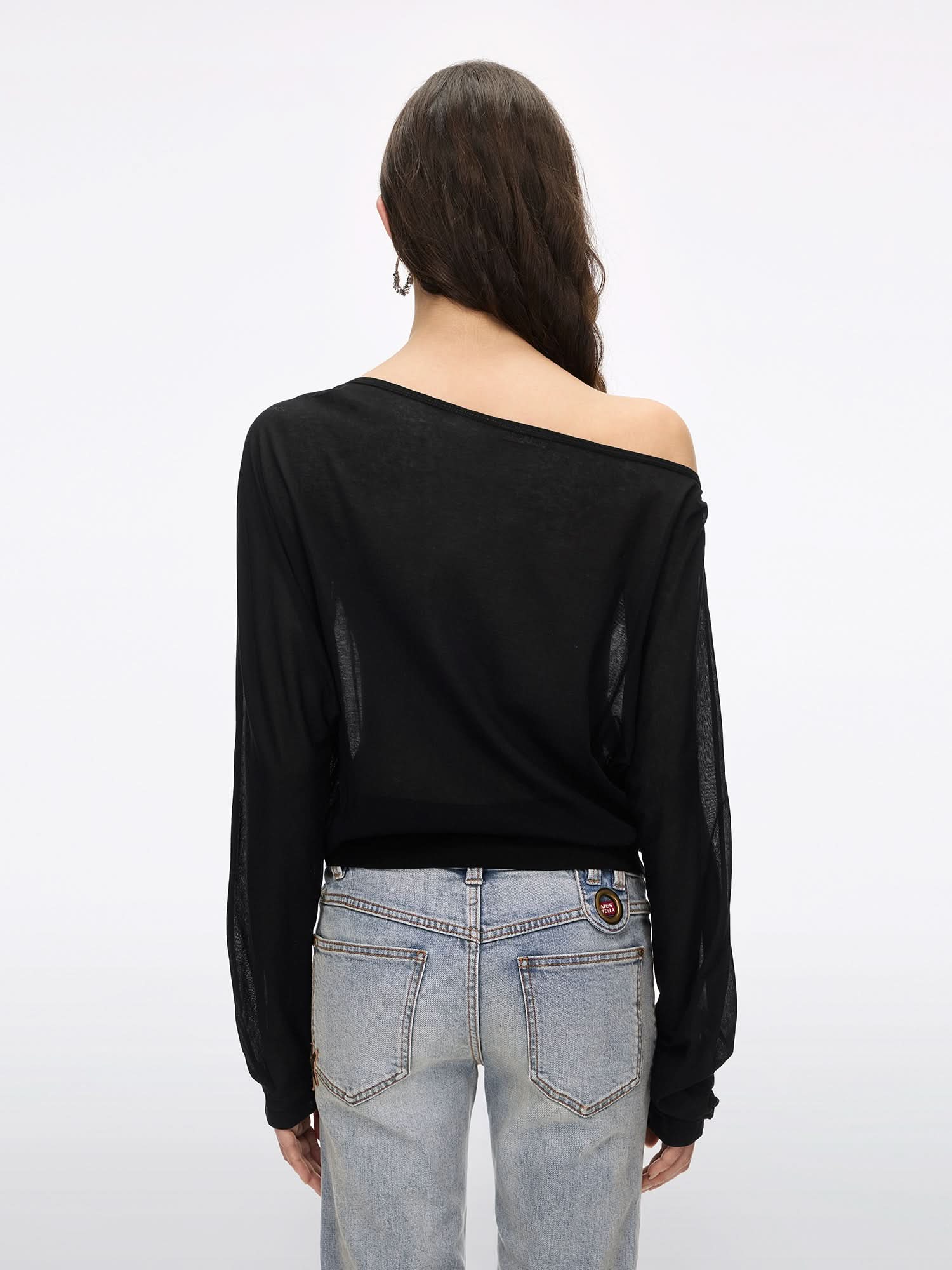 Off-Shoulder Rhinestone T-Shirt - Image 8