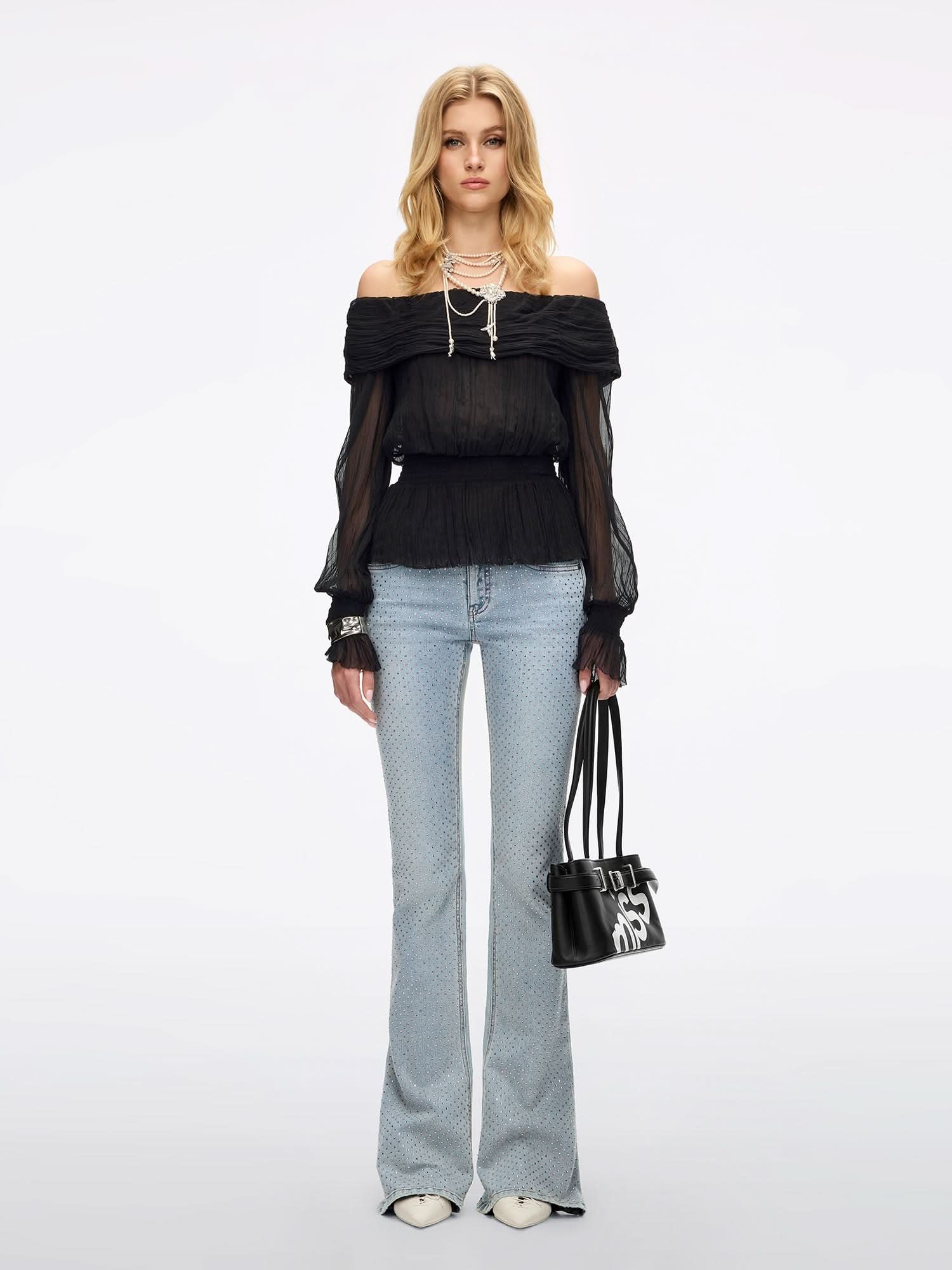 Off-Shoulder Silk Shirt - Image 4