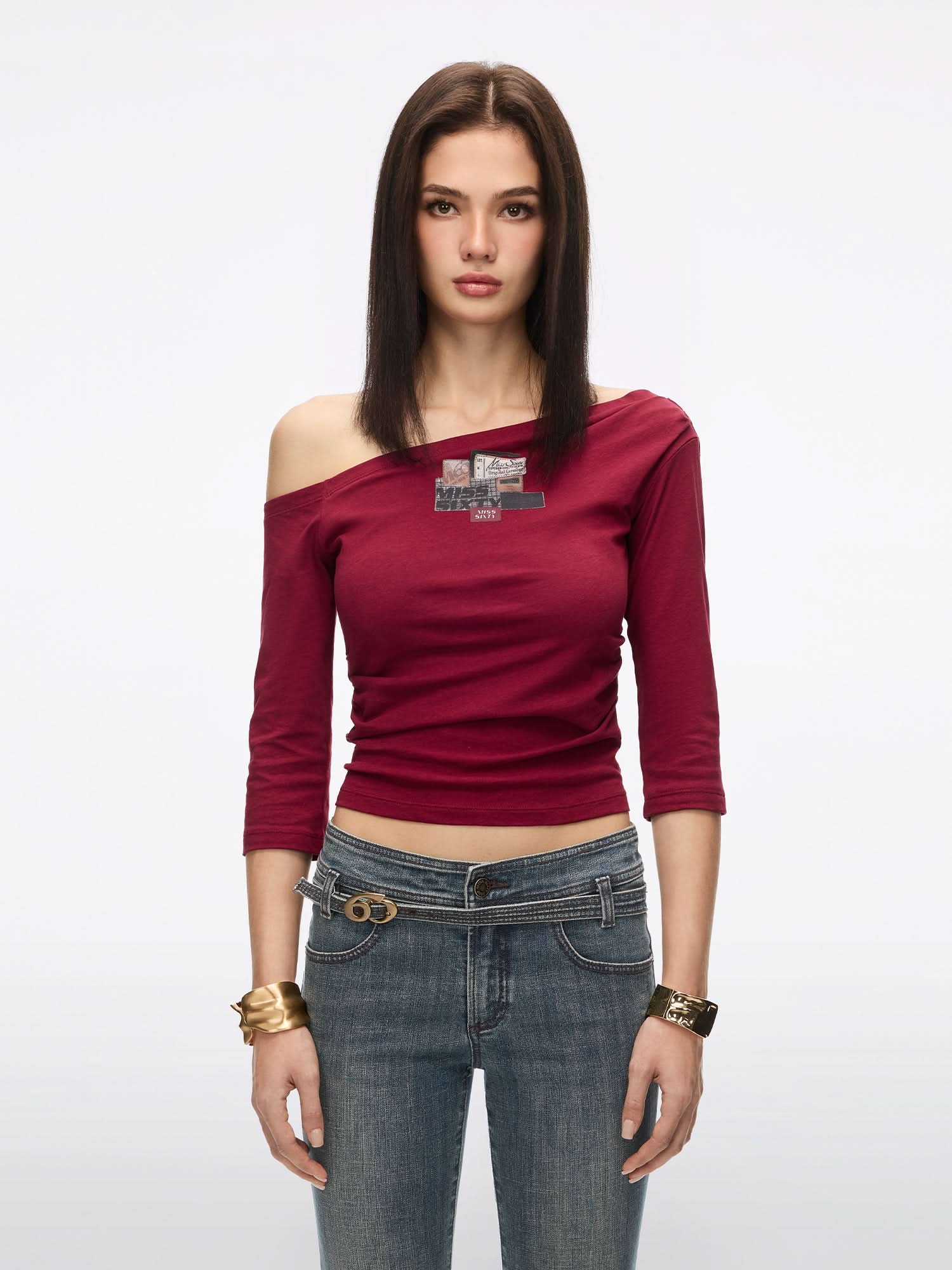 Asymmetric Neck T-Shirt - Image 2