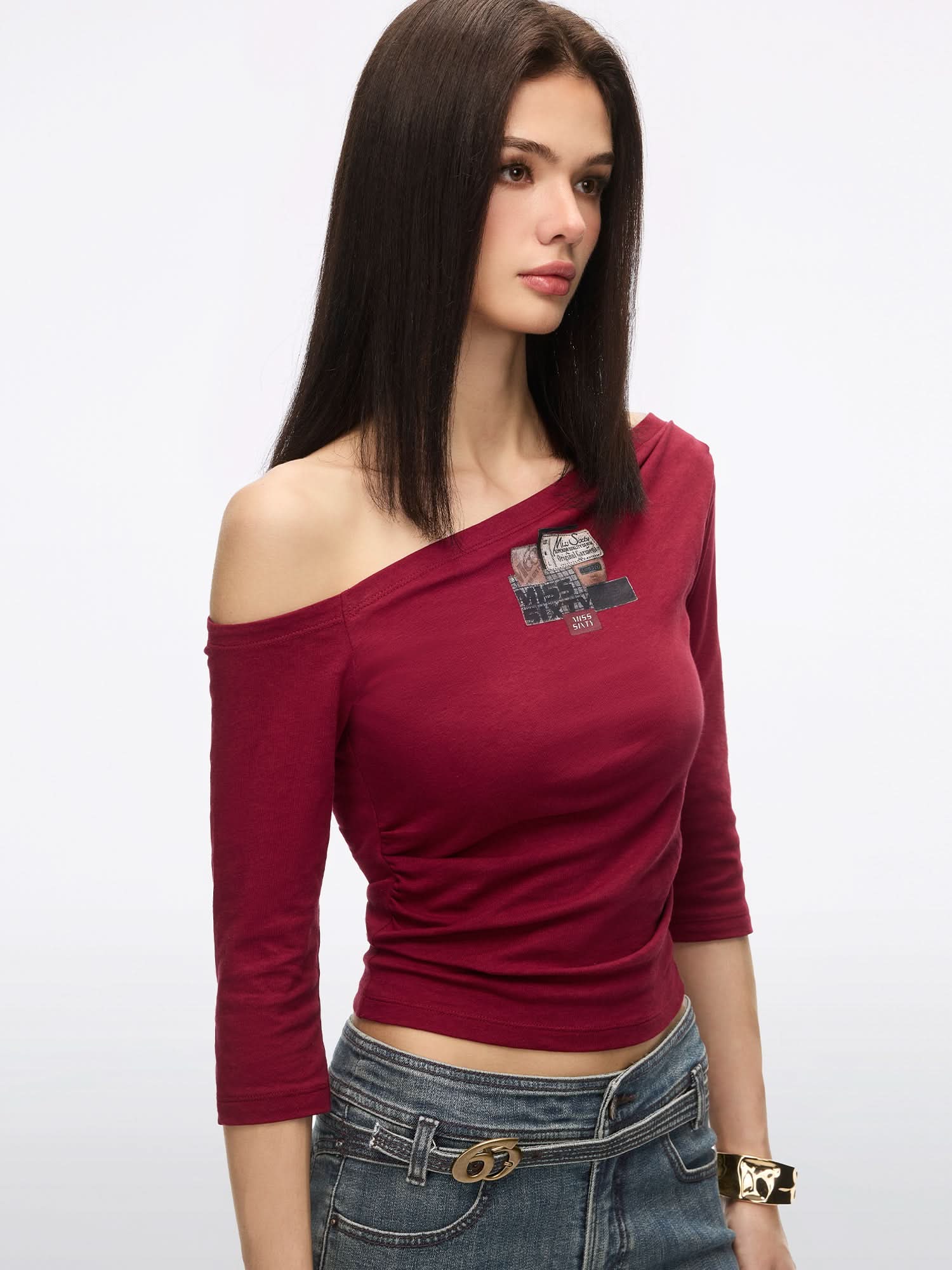 Asymmetric Neck T-Shirt - Image 4