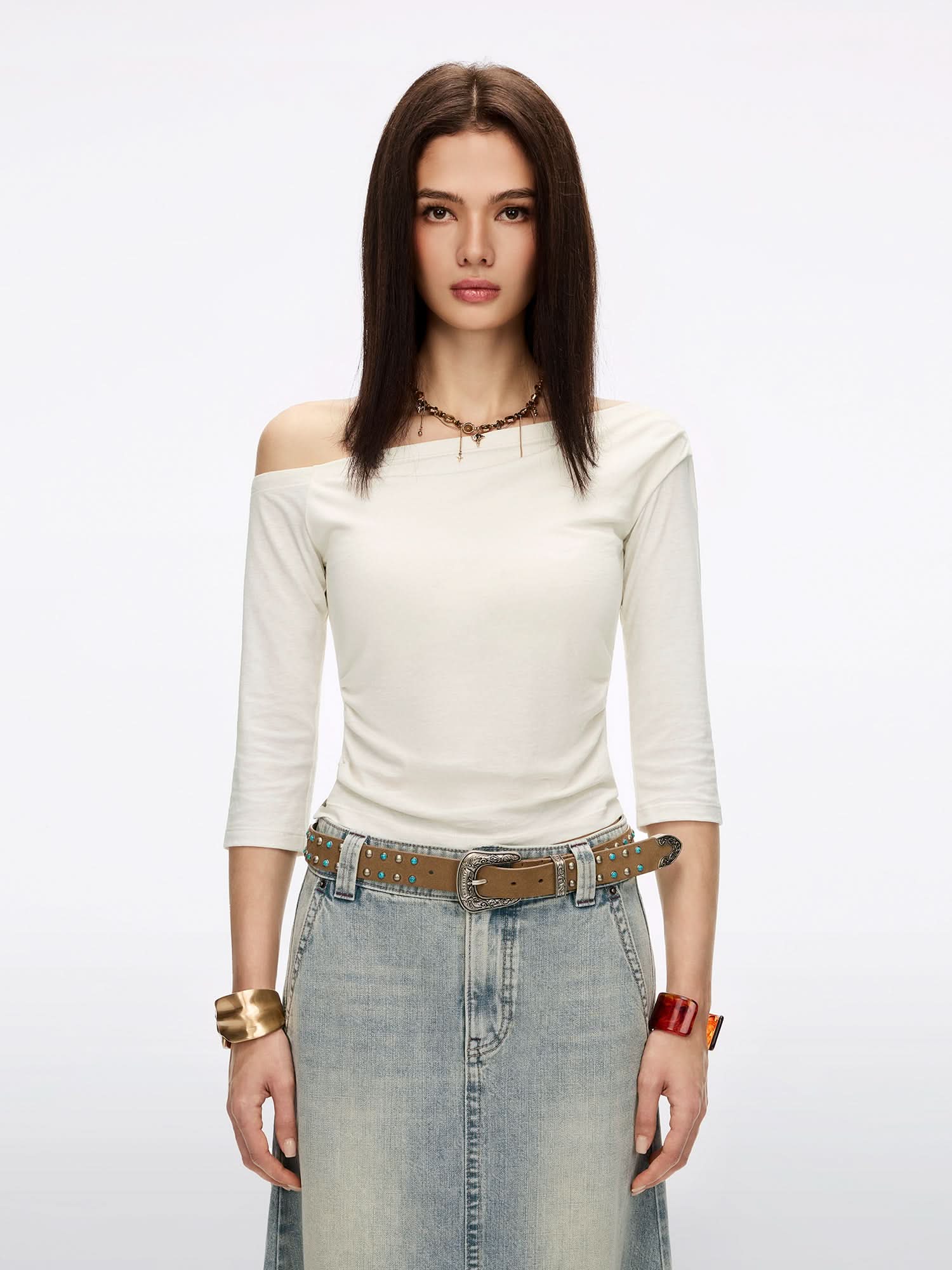 Asymmetric Neck T-Shirt