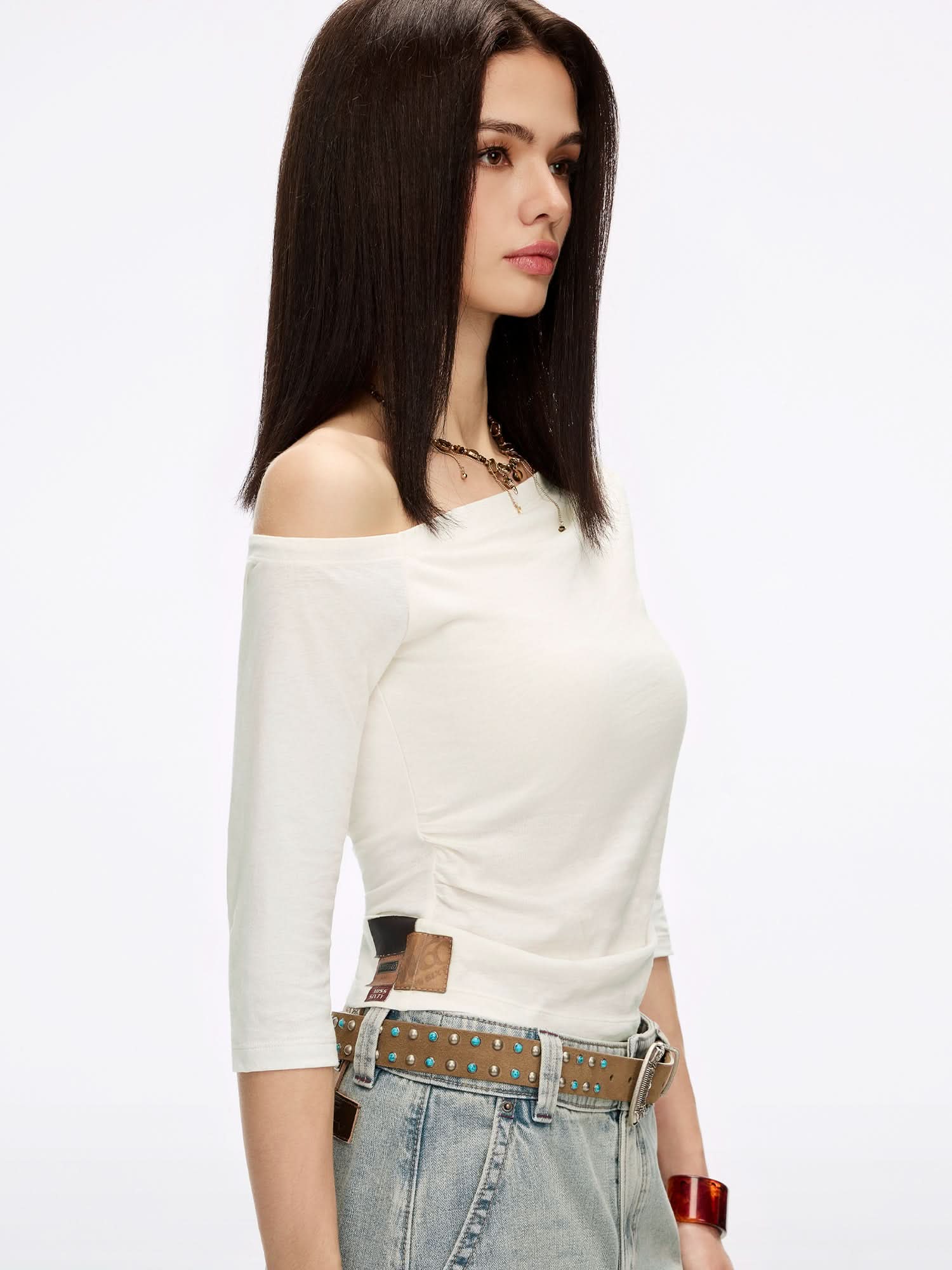 Asymmetric Neck T-Shirt - Image 3