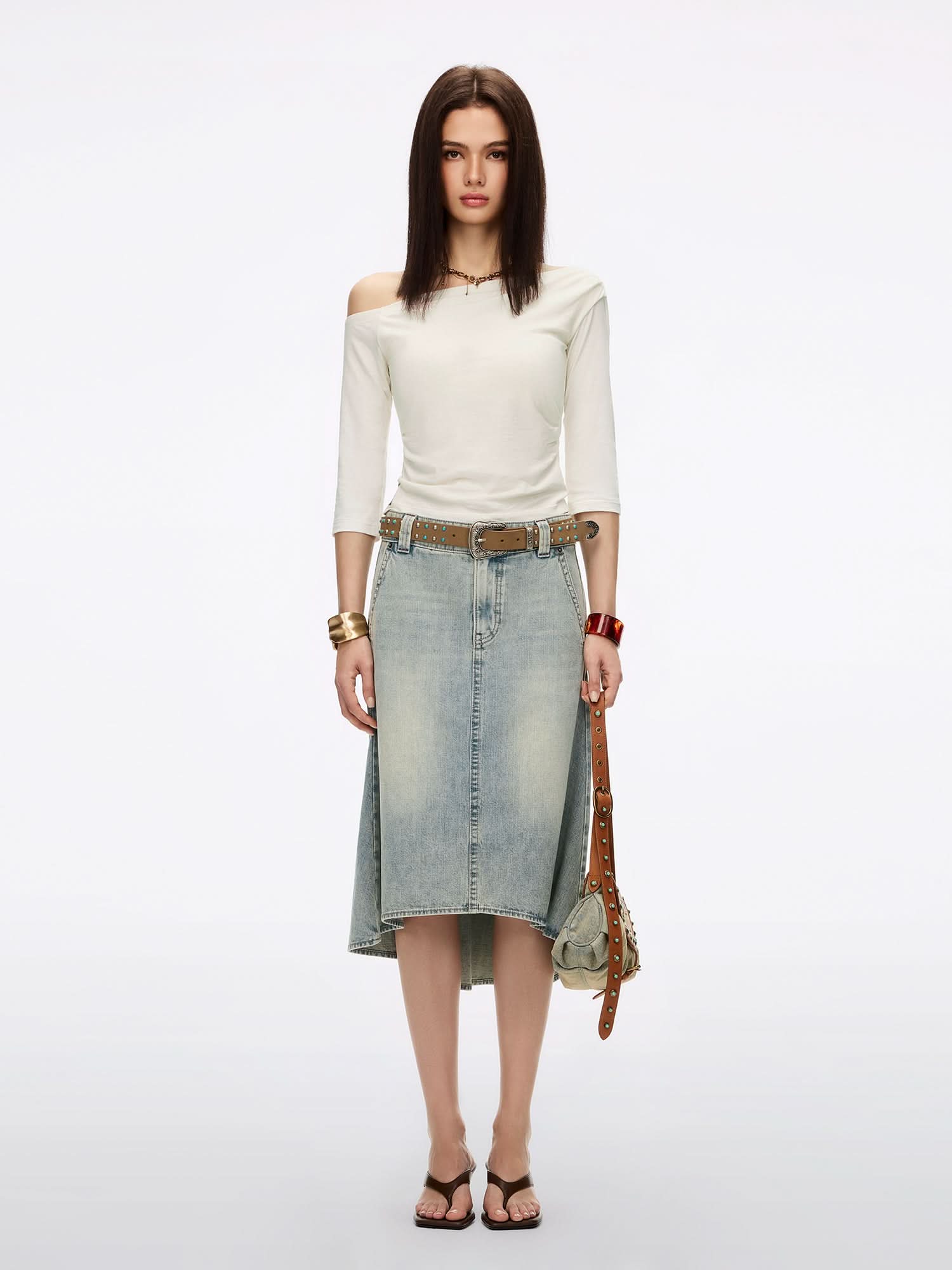 Asymmetric Neck T-Shirt - Image 4