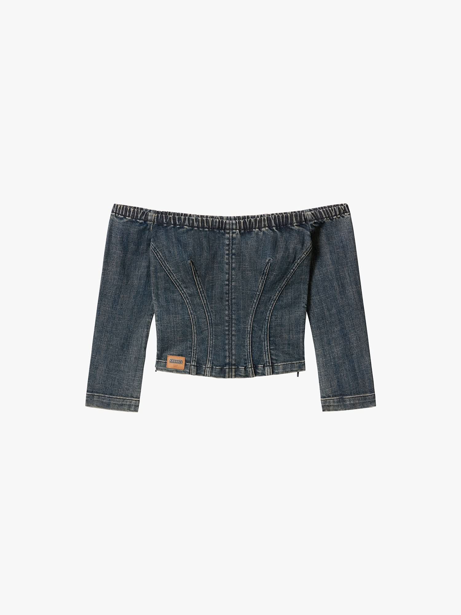 One-Shoulder Denim Shirt - Image 5