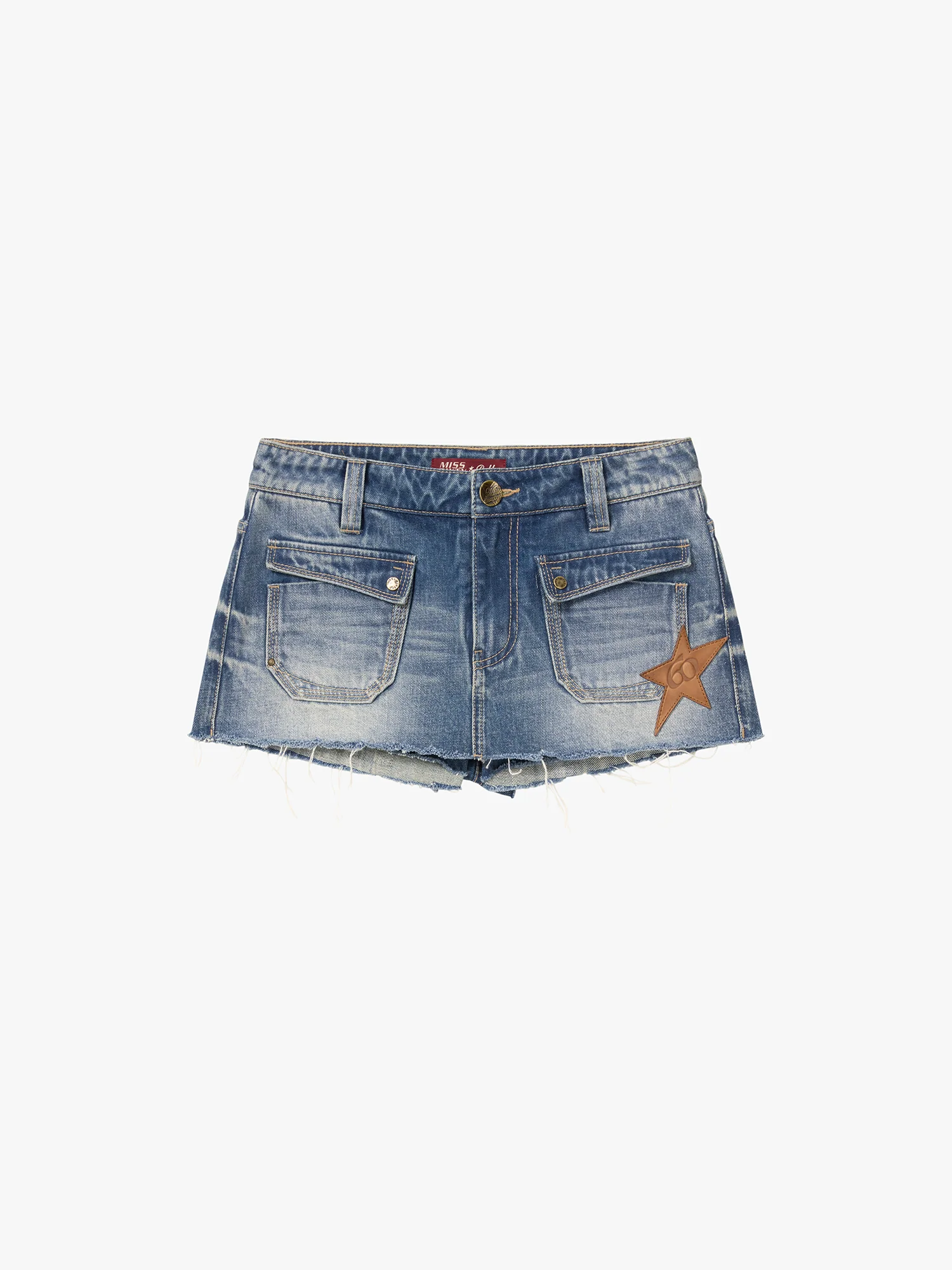 Paneled Leather-Trim Denim Skort - Image 5